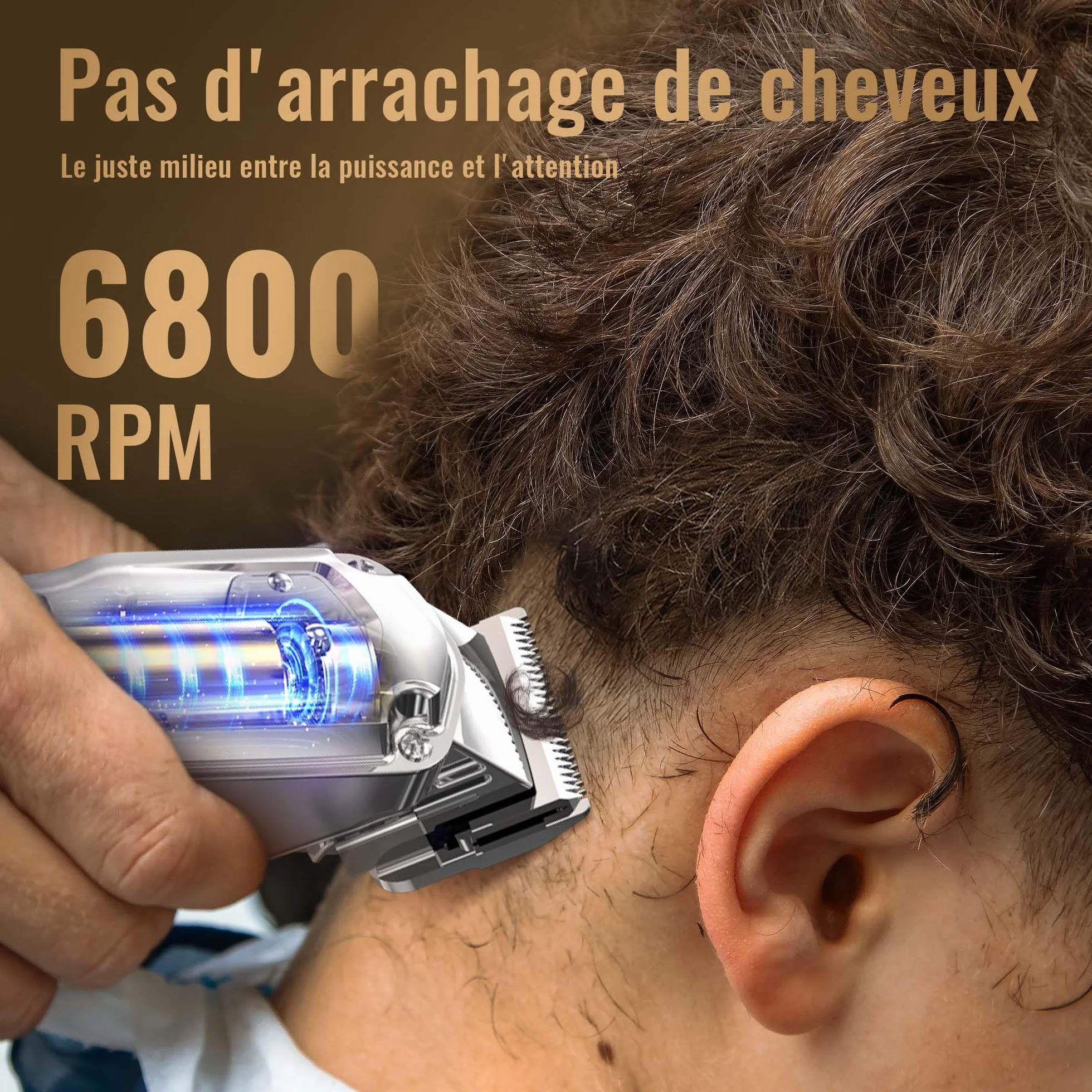 Tondeuse à cheveux professionnelle T-lames Trimmer Set IPX7 étanche