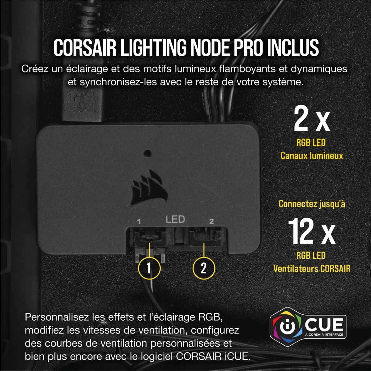Corsair LL120 RGB, Ventilateur de Boitier Dual Light Loop RGB LED PWM 120mm avec Lighting Node et Hub (Triple Pack)