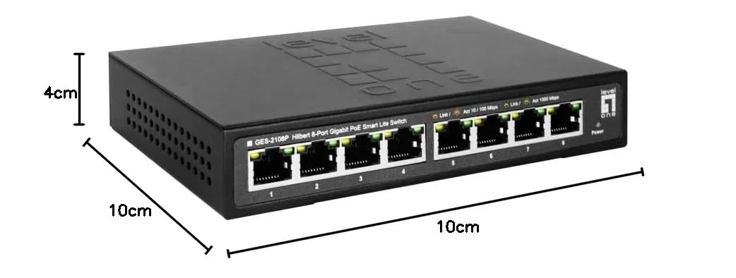 Levelone Hilbert 8-Port Gigabit Poe Smart Lite Switch - 802.3at/af Poe - 8 Poe Ausg?nge - 112.8w PoE-Leistungsbudget (geS-2108p)