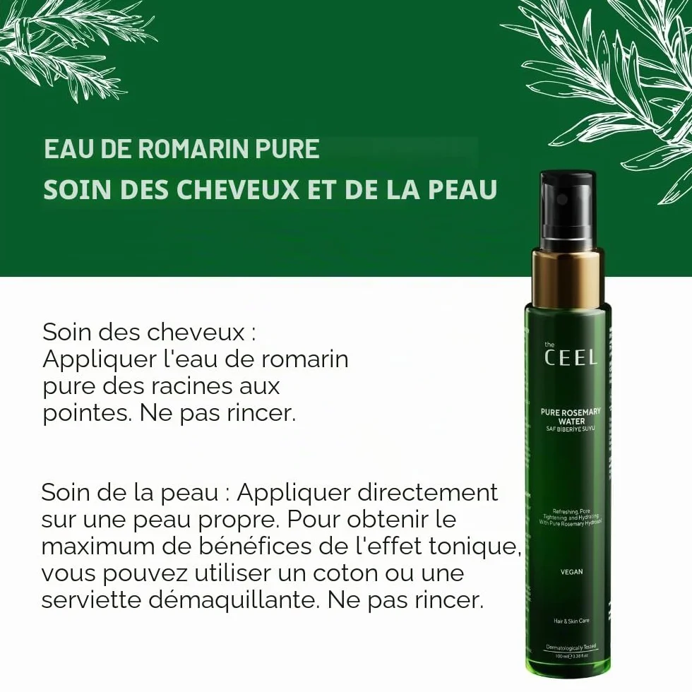 Ceel Spray Tonique Pur au Romarin - Spray Végane Sans Rinçage Cuir Chevelu 100 ml
