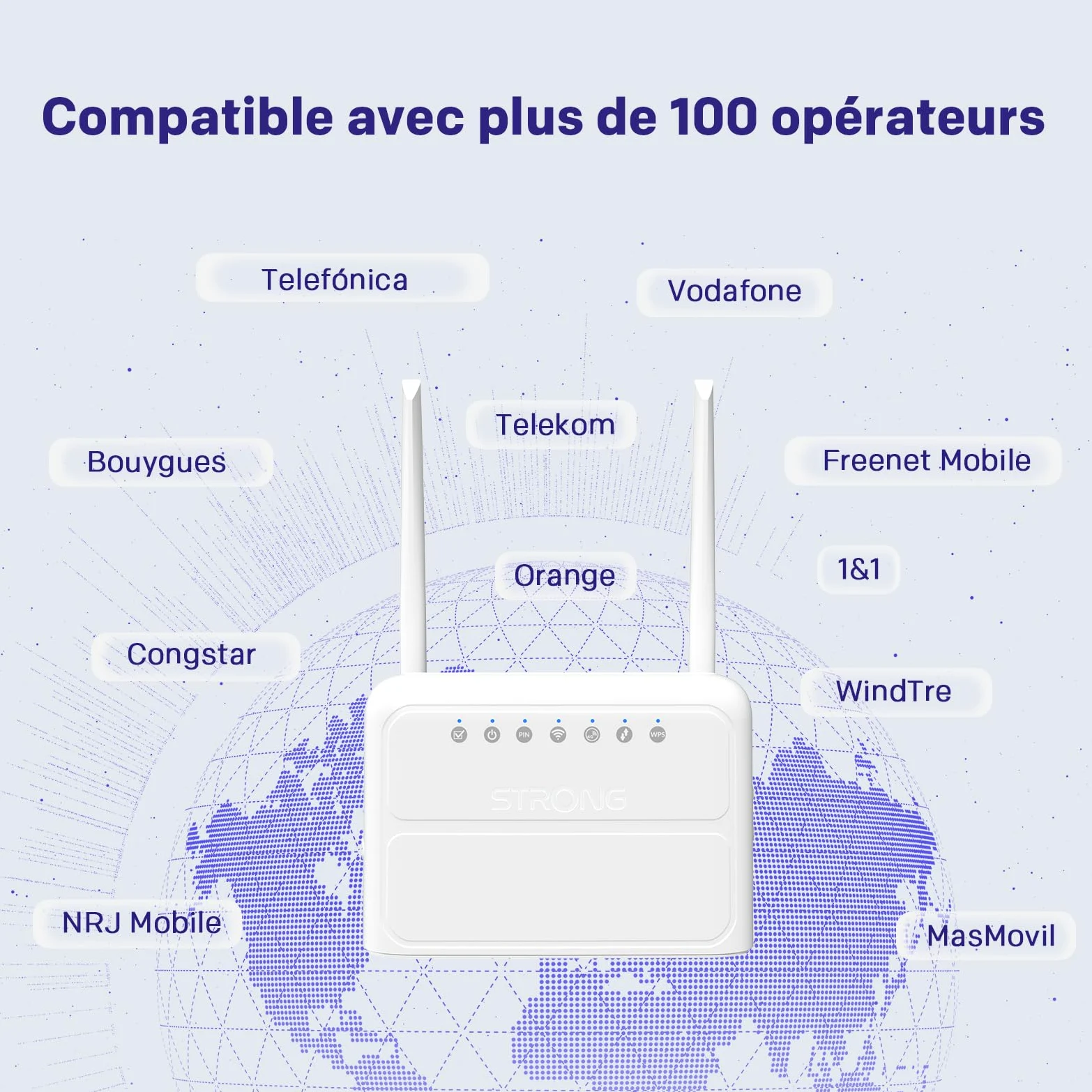 STRONG Routeur 4G Carte Sim, Wi-FI 300 Mbps Box 4G, 4 x Ports 100 Mbps | Routeur 4G Plug & Play avec emplacement Nano SIM, jusqu'à 32 appareils, compatible principaux opérateurs, basculement WAN