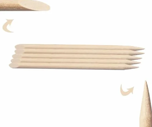 Lot de 16 bâtons en bois pour cuticules et ongles - Longueur 16 cm - Double pointe