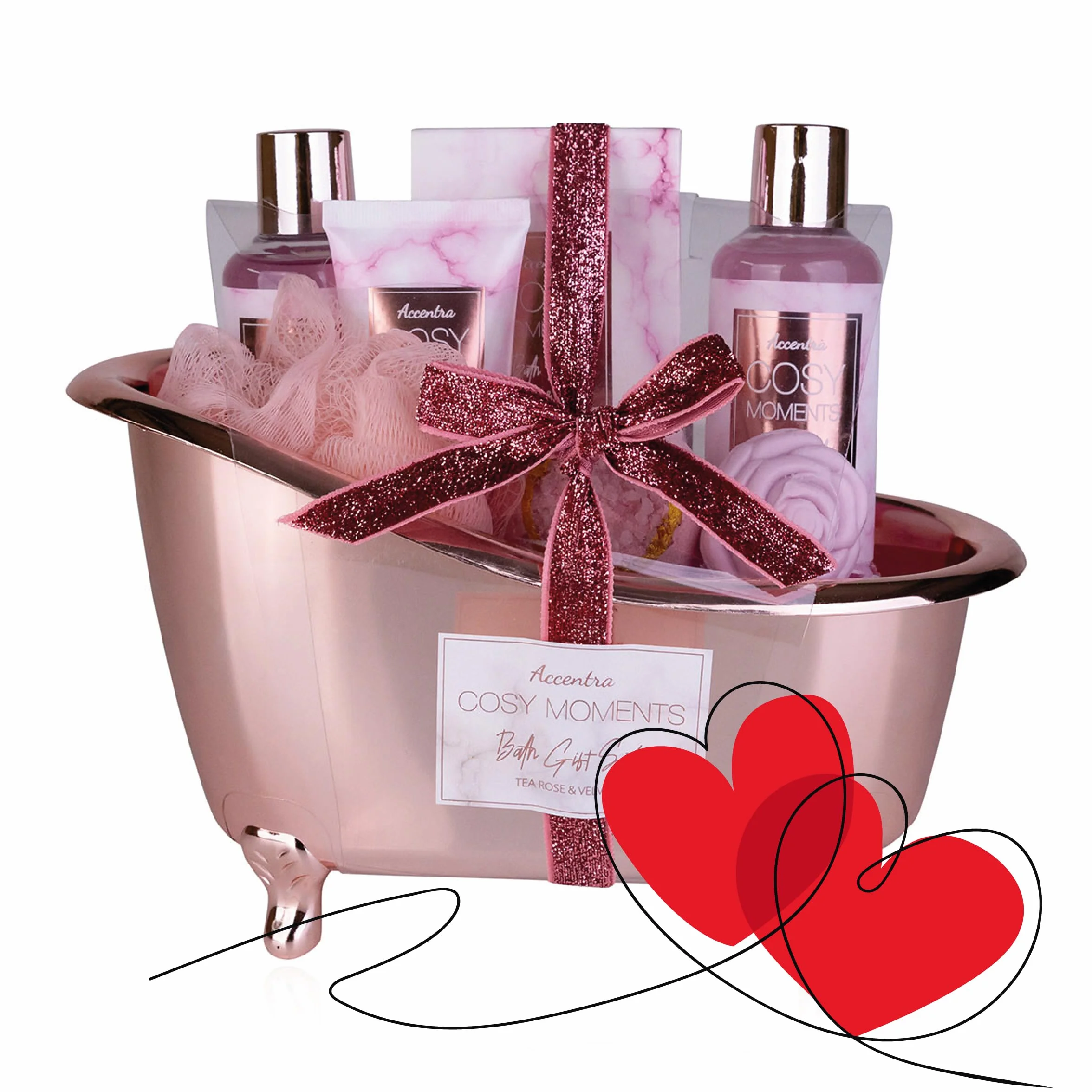 Accentra COSY MOMENTS Set de bain et de douche rose Coffret cadeau bien-être 7 pièces