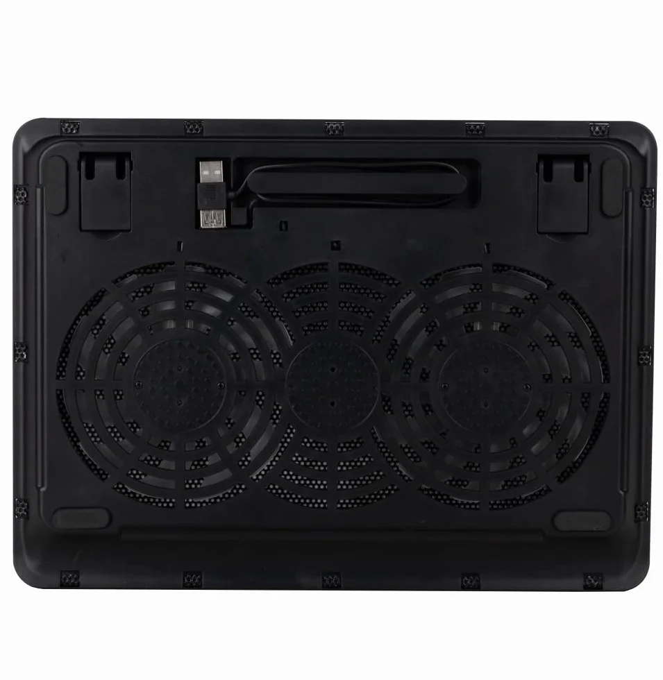 Support de Refroidissement pour Ordinateurs Portables jusqu'à 15,6" Hauteur Réglable, Ventilateurs Silencieux, Port USB, Lumière LED, Treillis Métallique