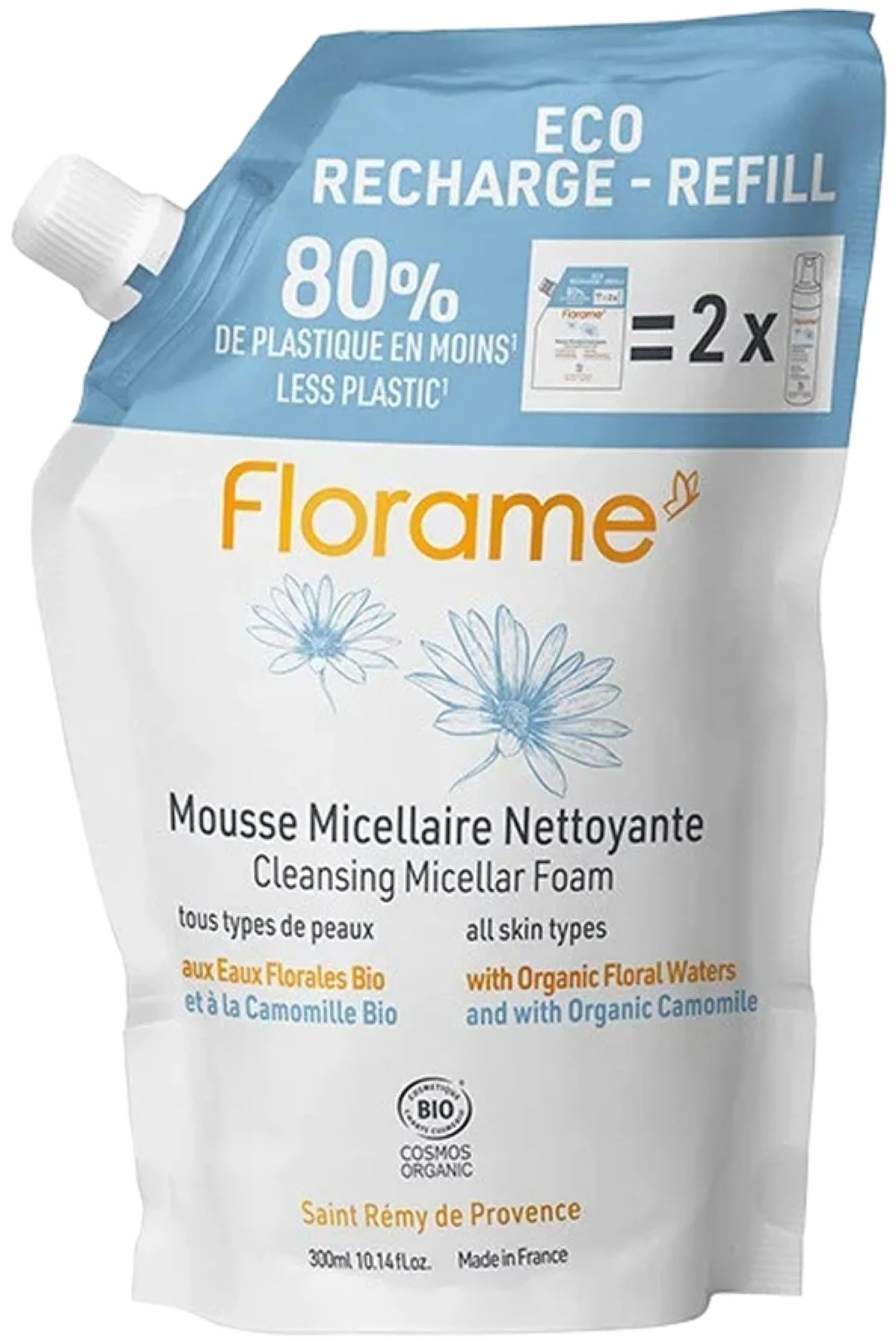 Florame écorecharge mousse micellaire nettoyante bio 300ml