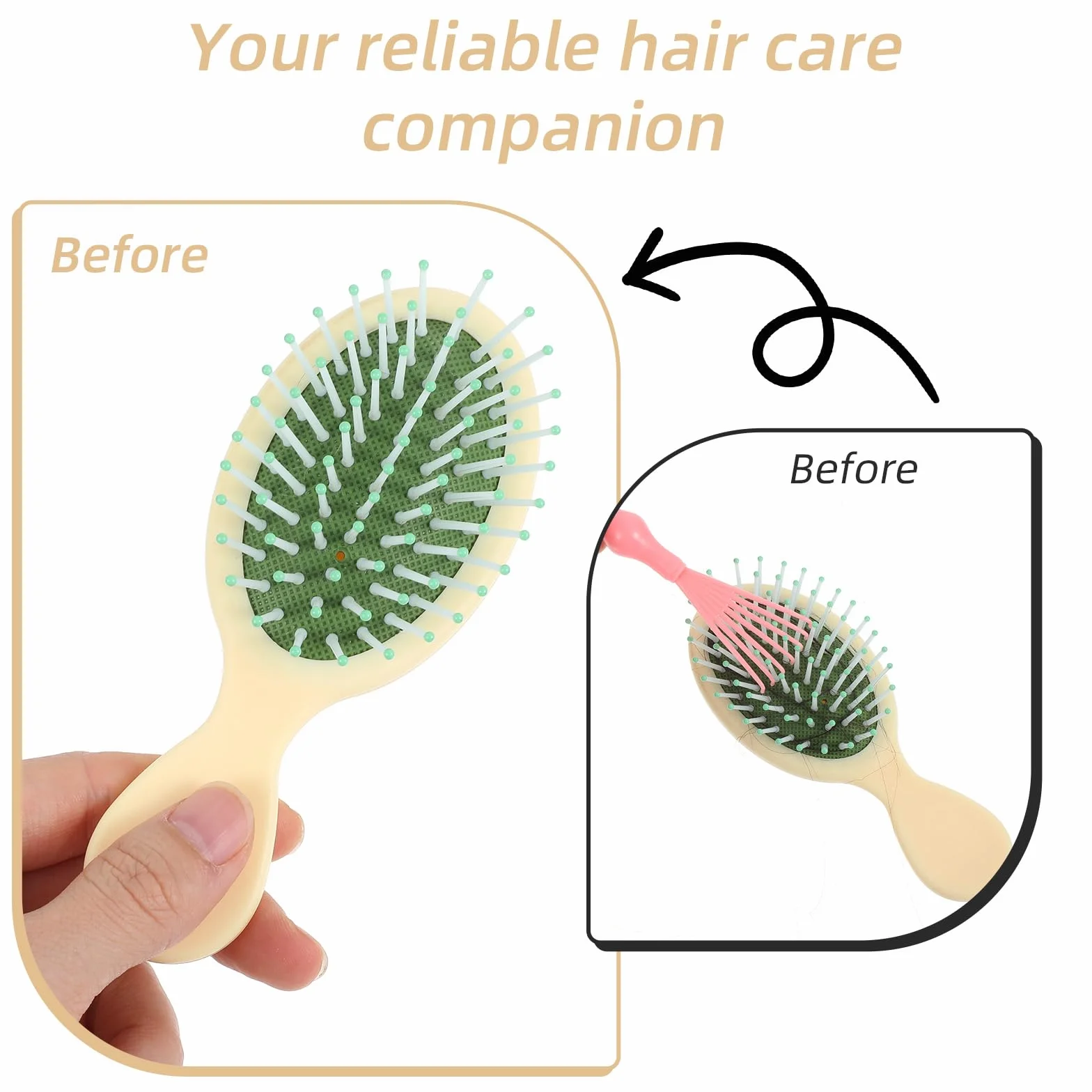 Lot de 3 mini brosses à cheveux - Nettoyeur de brosse à cheveux - Peigne râteau en fil métallique