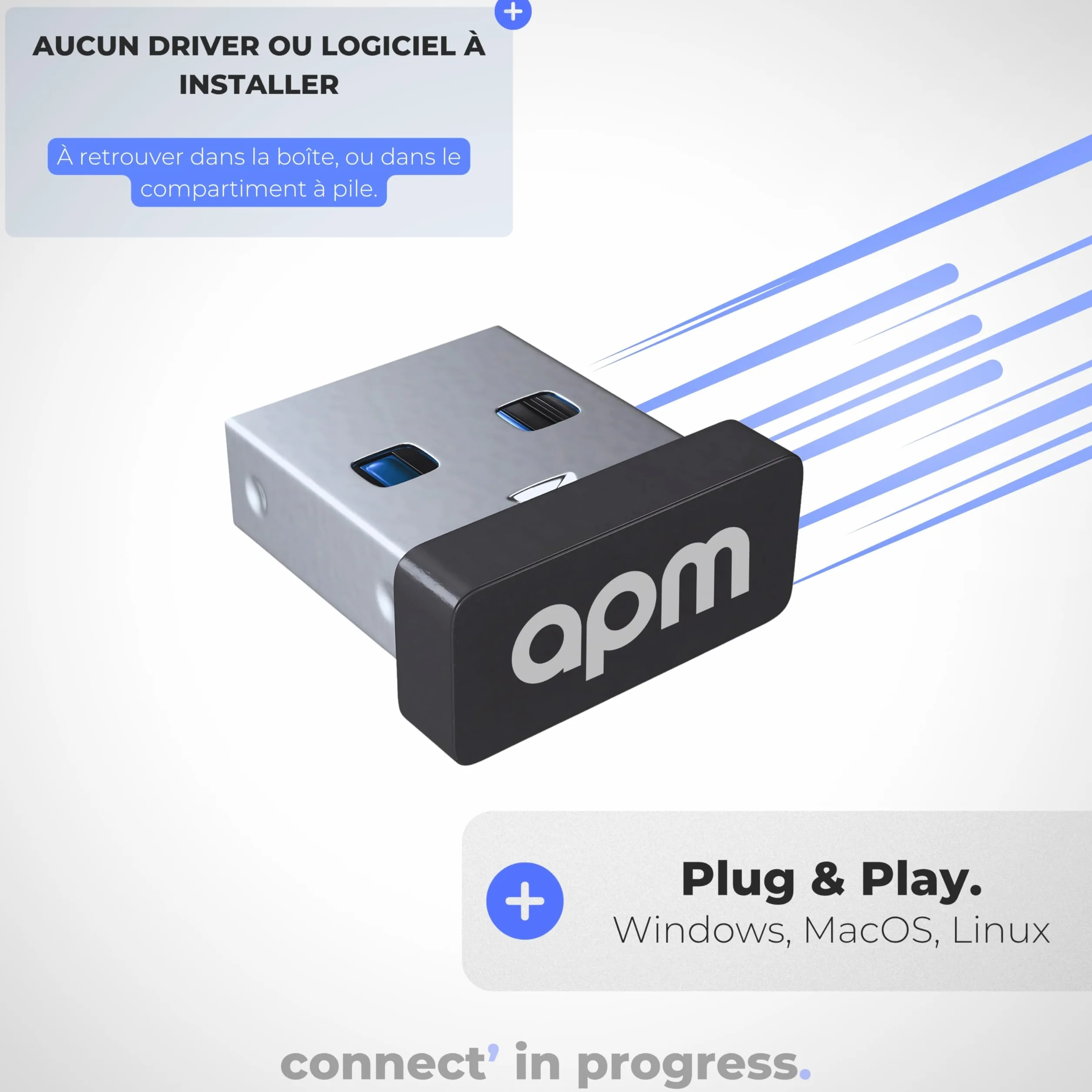 APM Clavier Sans-Fil AZERTY 2.4GHz 105 Touches Ergonomiques Compatible PC Portable MacOS Windows Linux