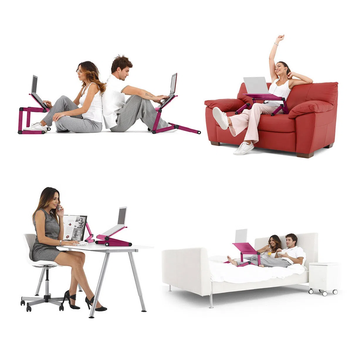 LifeBasis Table de Lit Pliable Table Ordinateur Réglable Compacte Légère pour PC Portable Plateau Table de Lecture pour Ultrabook Livre Magazine et Petit Déjeuner Rose