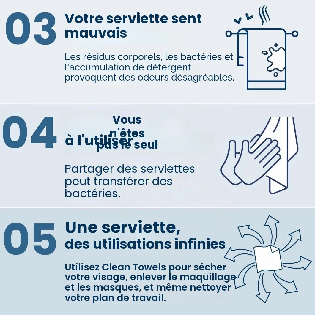 Clean Skin Club Récipient en bambou avec couvercle, 50 serviettes jetables Clean Towels XL Original
