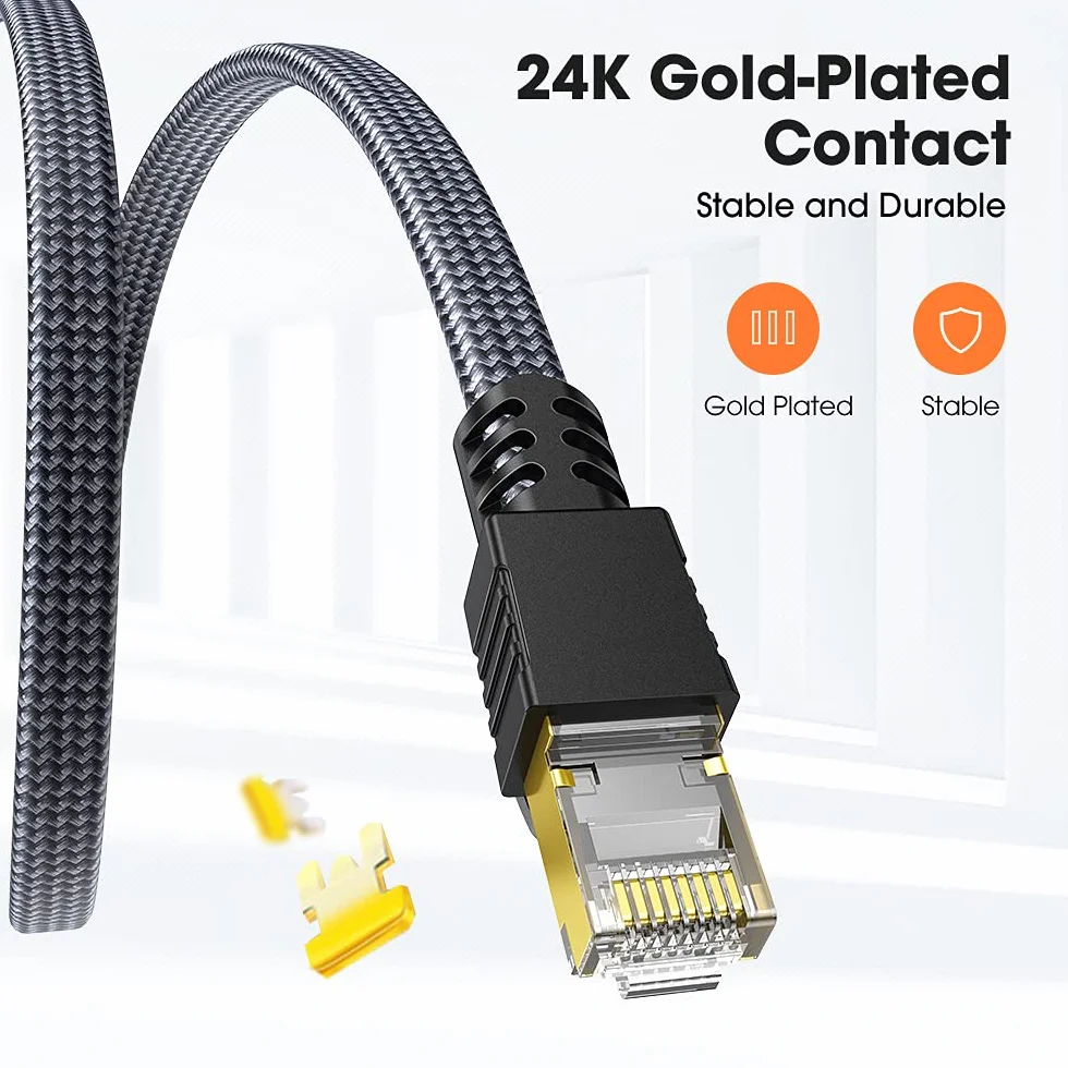 Snowkids Câble Ethernet RJ45 Cat 7 5m 10Gbps 600MHz S/FTP Plat Nylon LAN