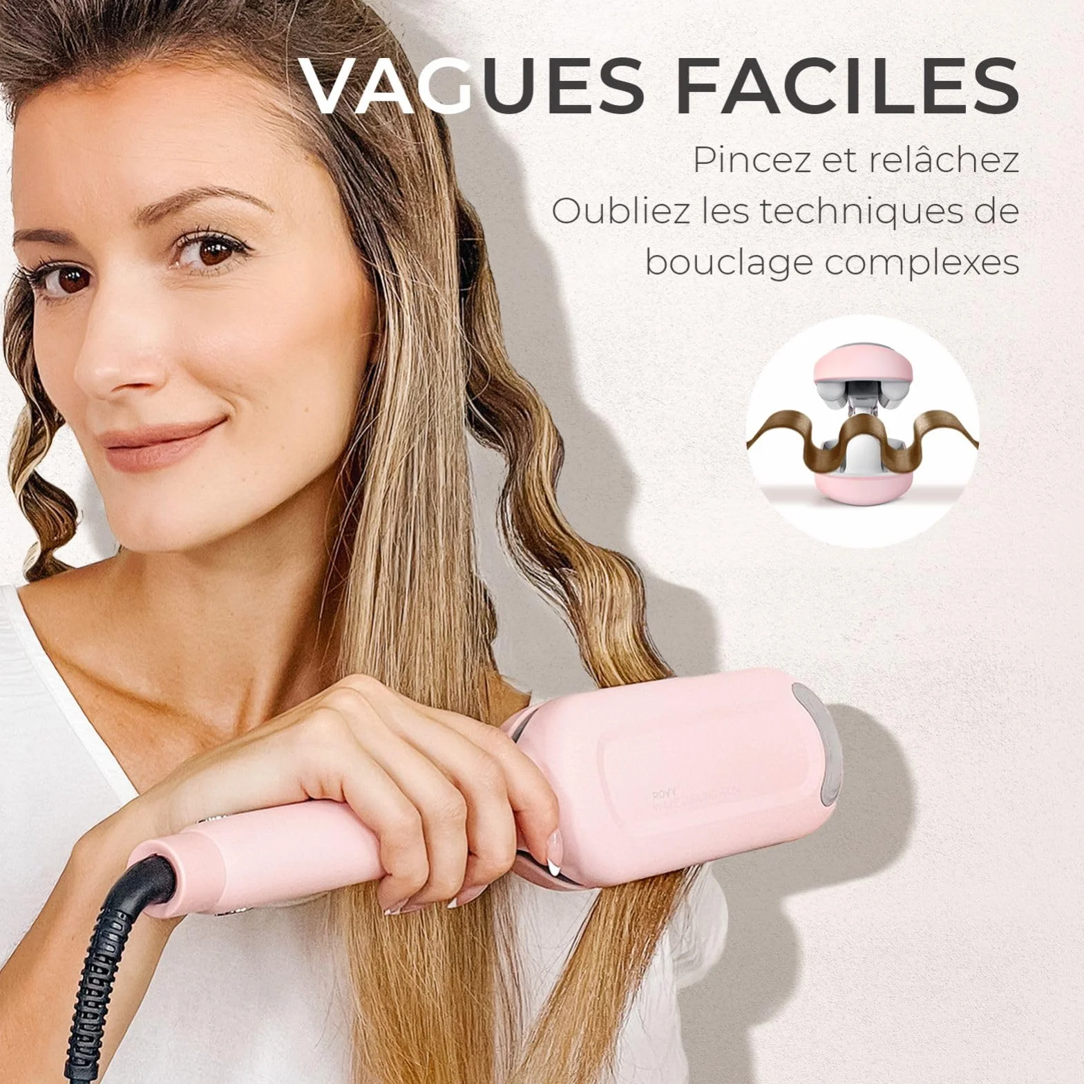 TYMO ROVY Boucleur à Cheveux 32mm Fers à Onduler Grandes Boucles 4 Températures Réglables Affichage LED Anti-brûlure
