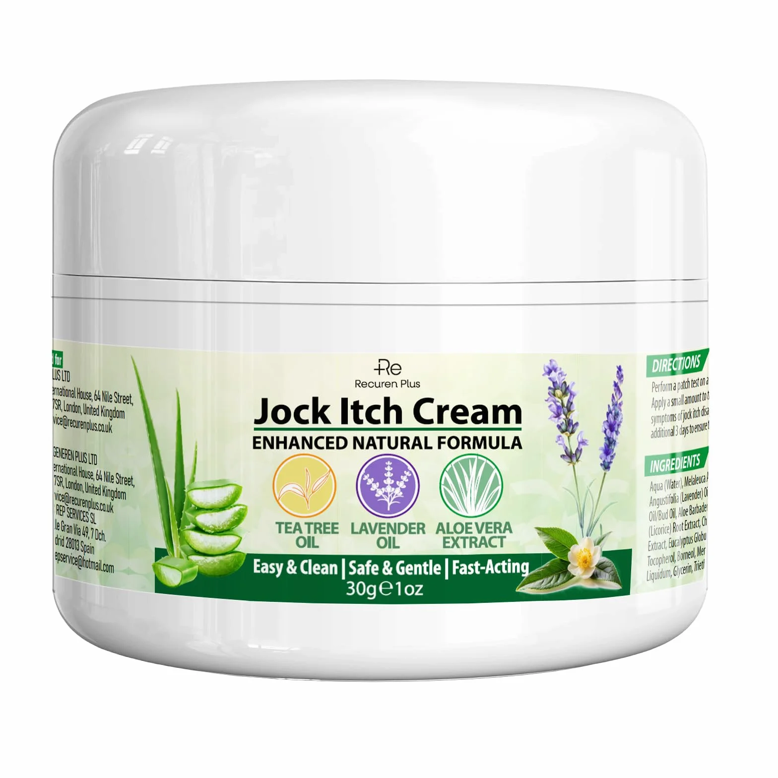 Crème antifongique pour mycose de l’aine et du pied, traitement naturel contre le Pied d’Athlète, Jock, Teigne 30g
