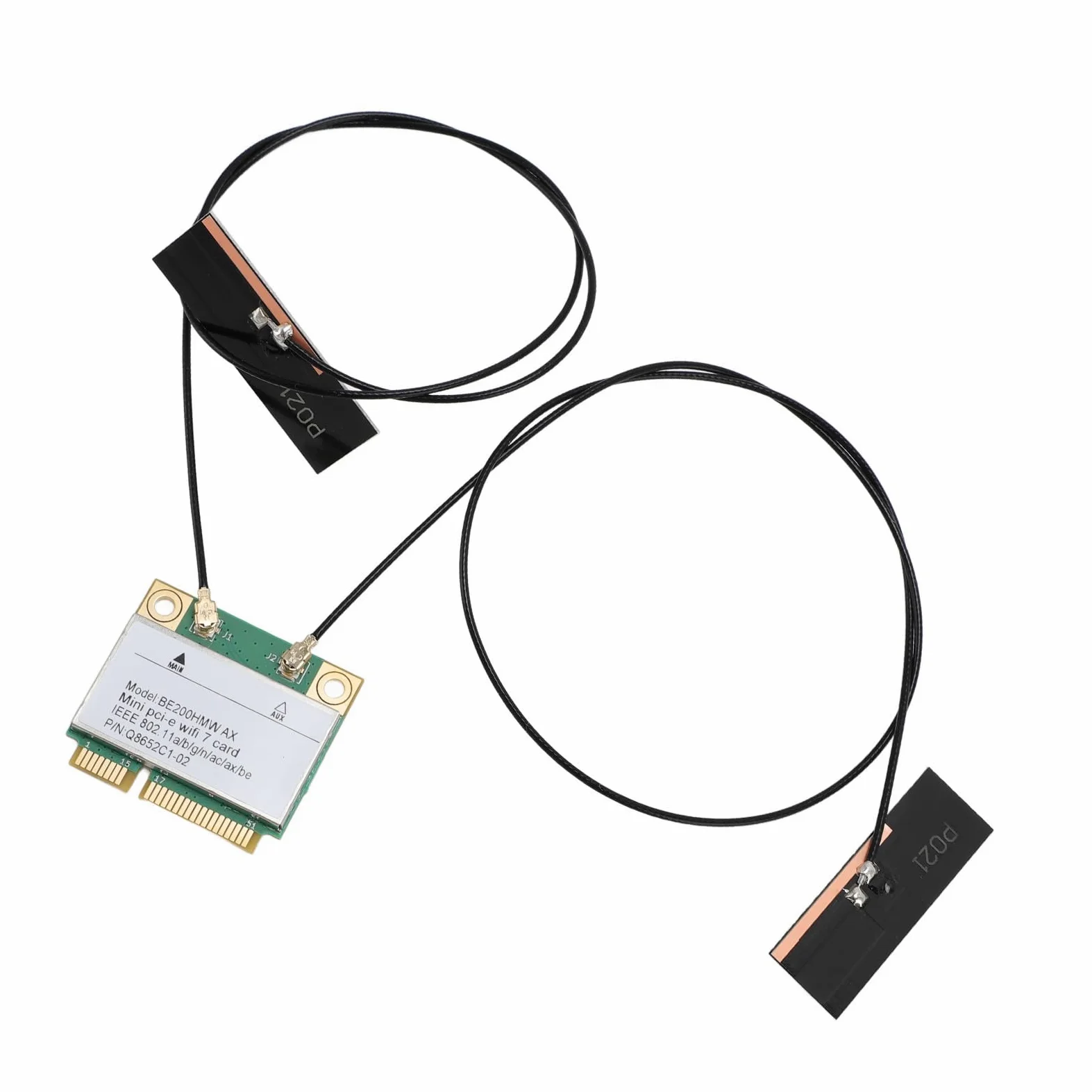 Carte sans Fil WiFi 7, Double Bande 802.11ax Mini PCI-E Adaptateur de Réseau de Carte WiFi, BT5.4 2,4 GHz 574Mbps 5 GHz 2,4 Gbps 6GHz 5800Mbps pour Les Ordinateurs Portables (avec antenne)