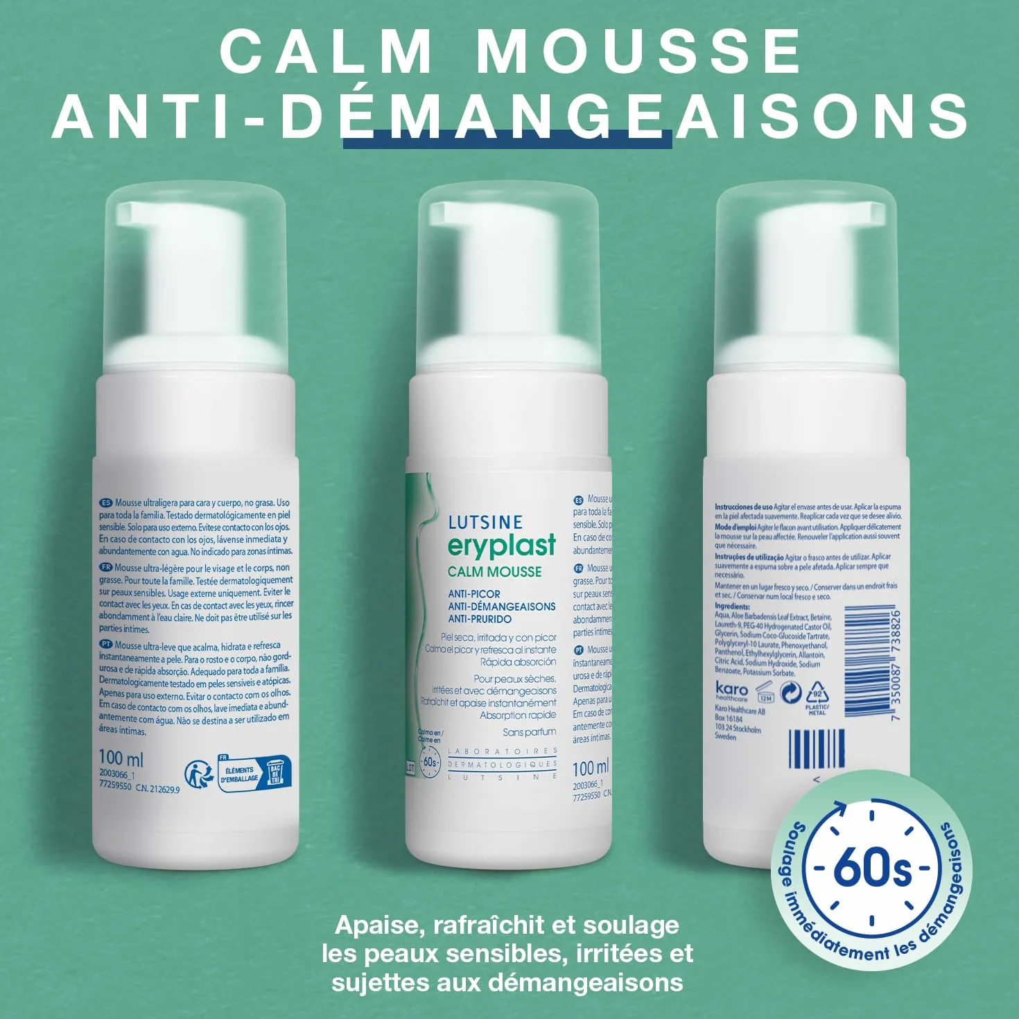 Eryplast CALM Mousse anti-démangeaisons 100ml apaise peaux sensibles irritées