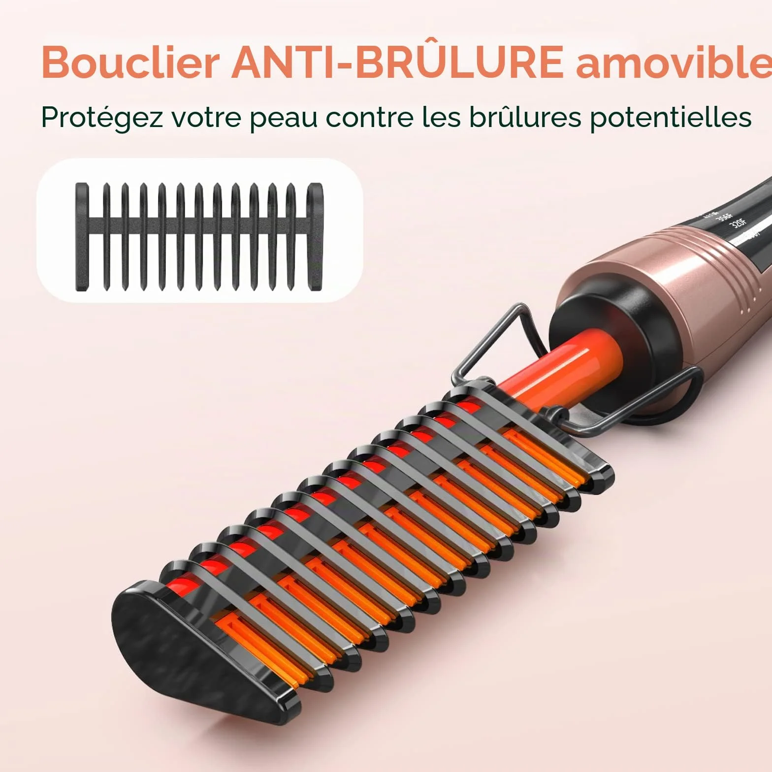 Peigne Chauffant pour Perruques, Lisse Cheveux Afro et Barbe, Température Réglable, Double Tension