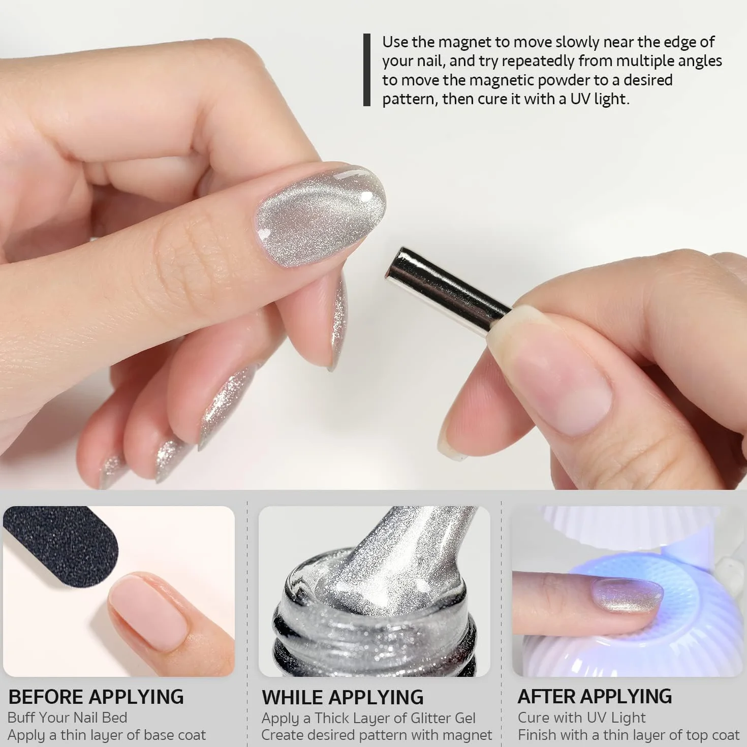 Vishine Vernis Gel Effet Œil de Chat 16ml Magnétique Holographique Pailleté UV Réfléchissant Translucide Nail Art