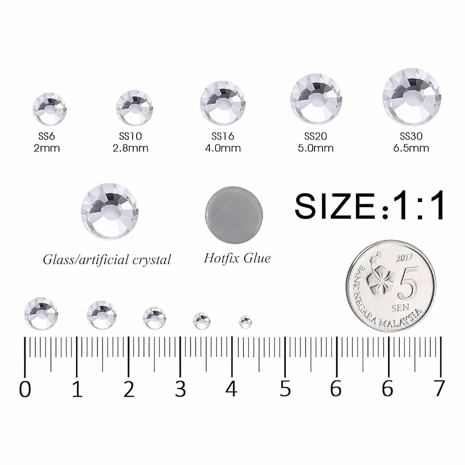 Strass transparents adhésifs à chaud diamants en cristal 6616 pcs pour tissus dos plat SS6-SS30 avec pince à épiler et stylo