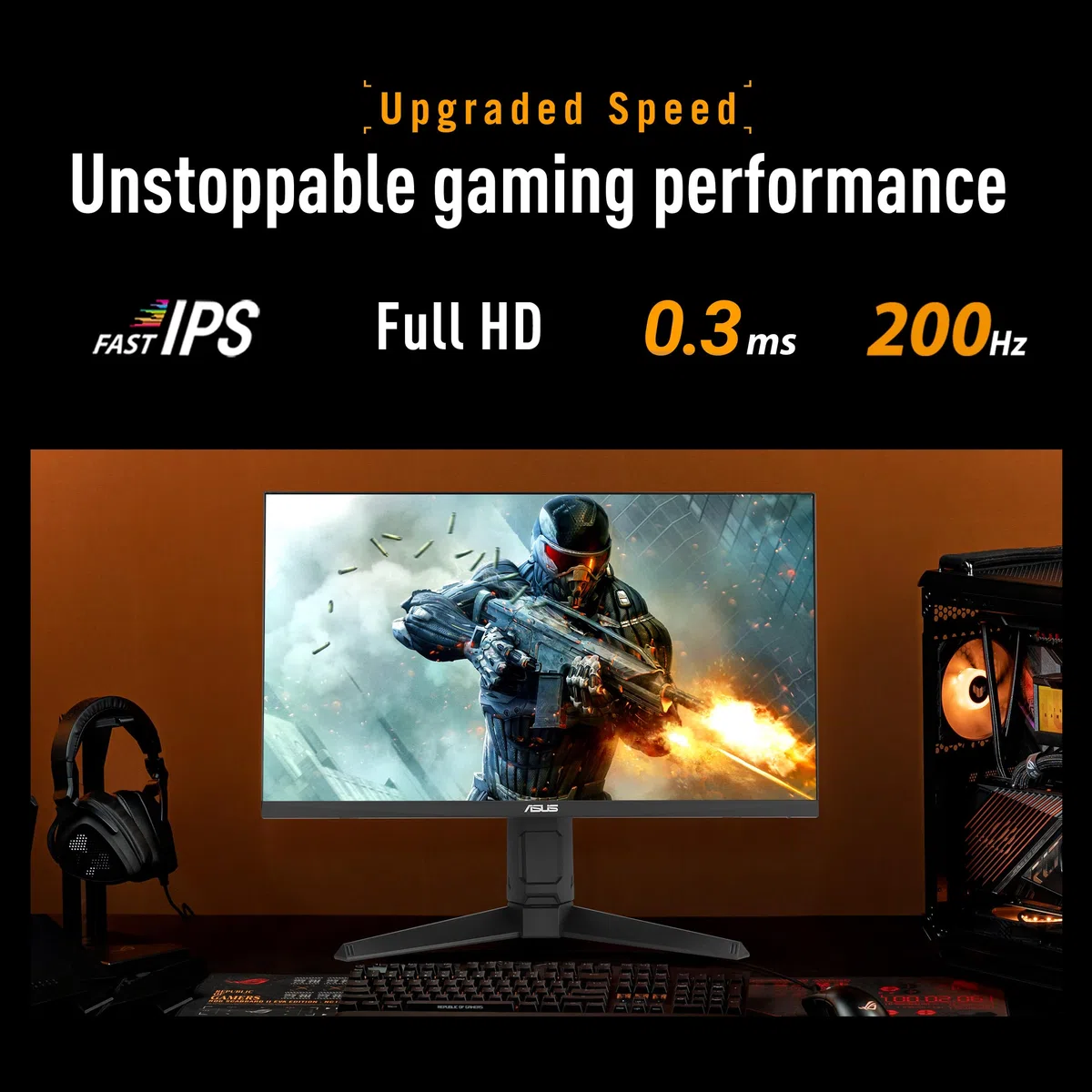 Asus Tuf Gaming Vg259ql5a, 24.5" (62.2cm), 1920x1080 (fhd), 16:9, Hdmi, Audio, Amd Freesync, Schwarz (90lm0bk0-B01o71)