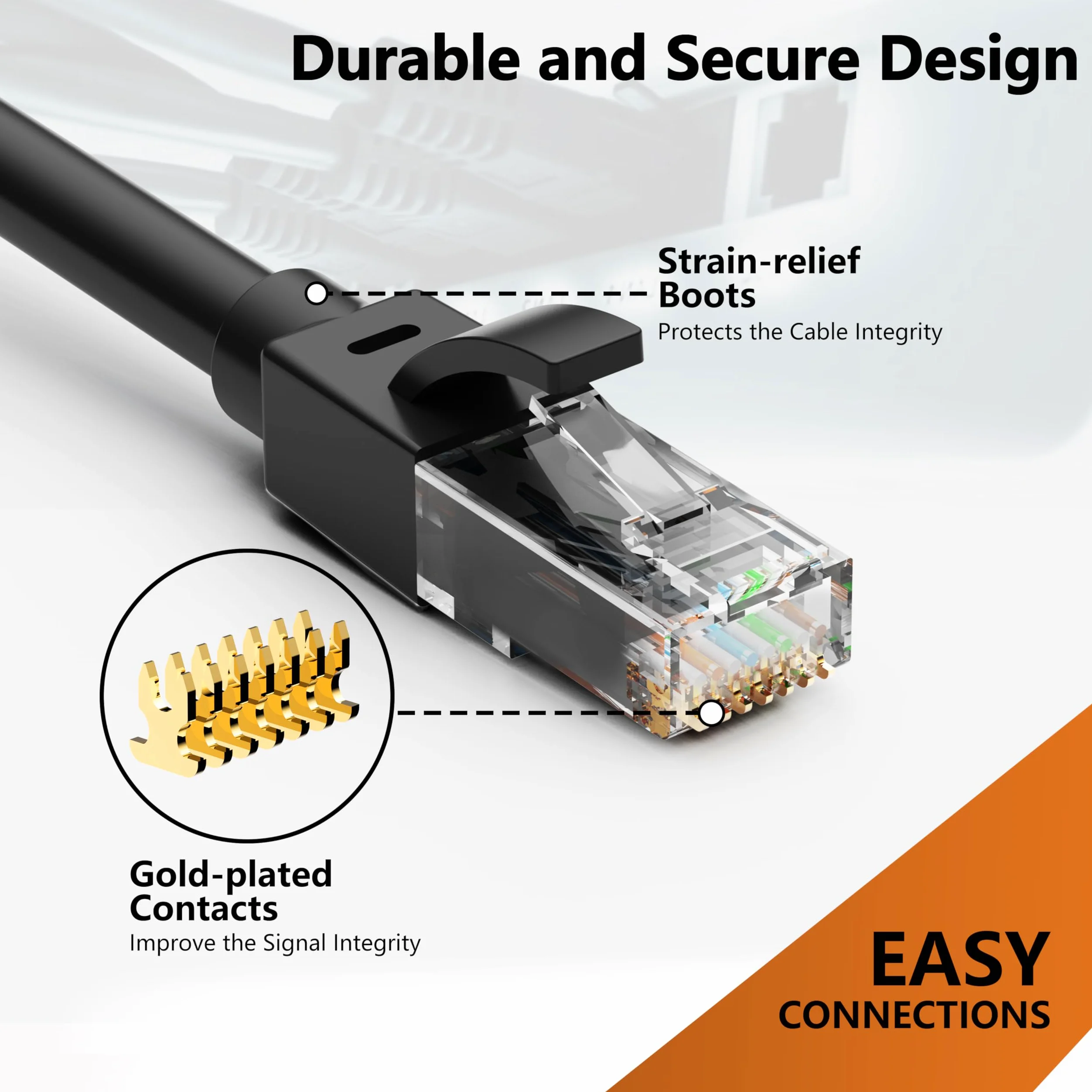Lot de 10 câbles Ethernet de 1,8 m pour Cat6, 40 Gbit/s pris en charge Cat8/Cat7, câble réseau 24 AWG pour intérieur et extérieur, à enfouissement direct, imperméable et résistant aux UV, cordon LAN