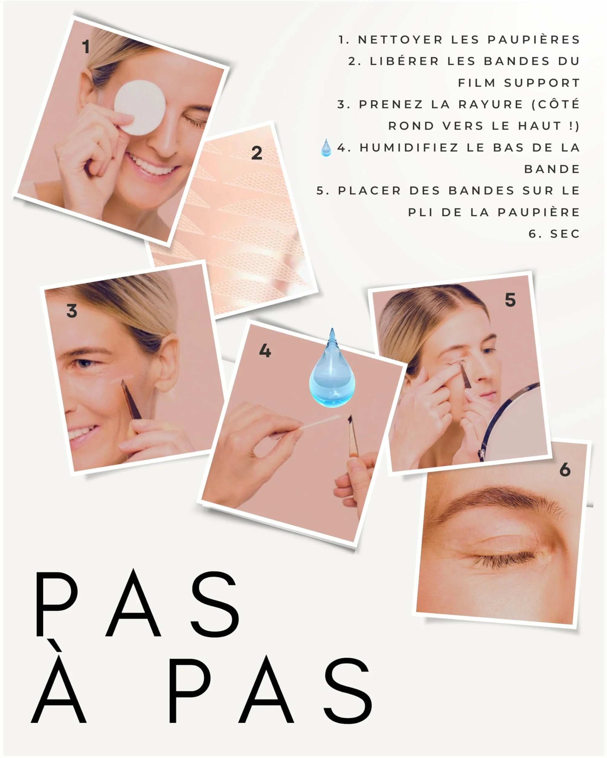 BOTÉ Patch paupière tombante 144 L - Bande rehausseur paupières invisible autocollant respirant - Eyelid lifting tape