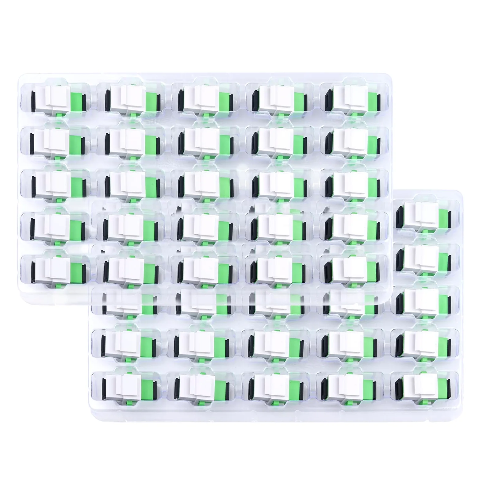 Lot de 50 coupleurs de fibre optique SC/APC Keystone Jack modulaire pour panneaux de brassage et plaques murales, adaptateur de câble à fibre optique SC monomode