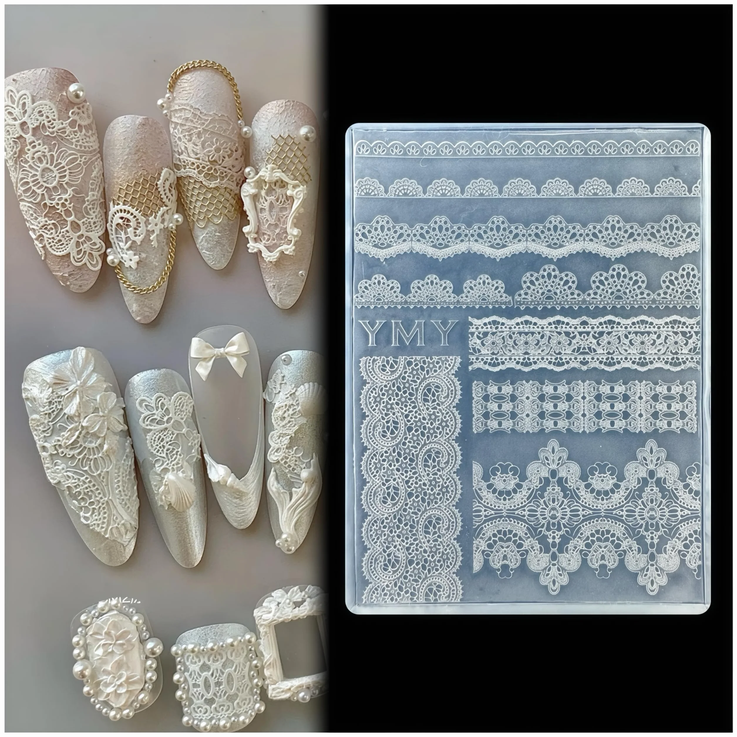 Design 3D en dentelle pour ongles outil en silicone