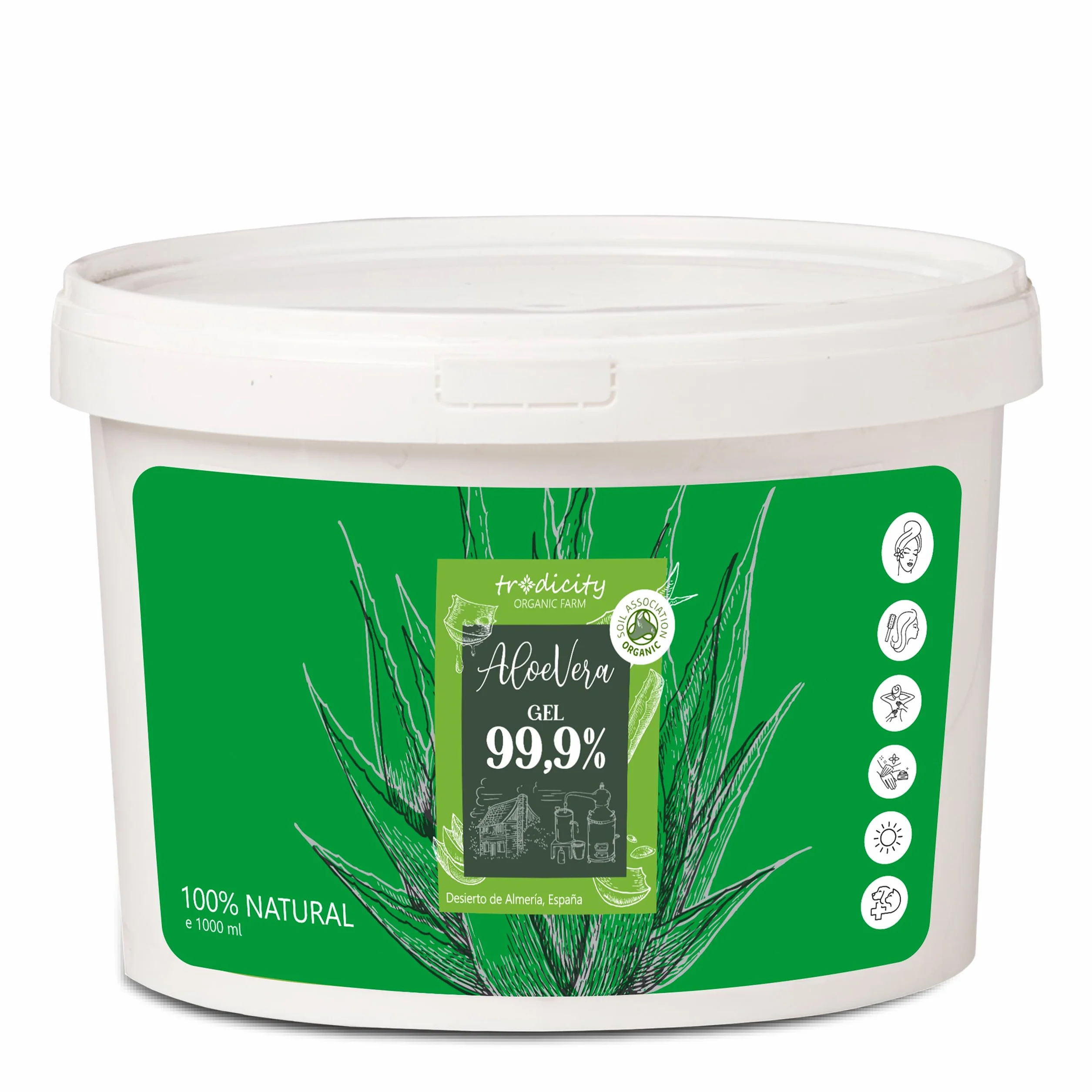 Gel d'Aloe Vera 100% Naturel Soins de la Peau Visage Corps Cheveux Hydratant Après Soleil 1000 ml