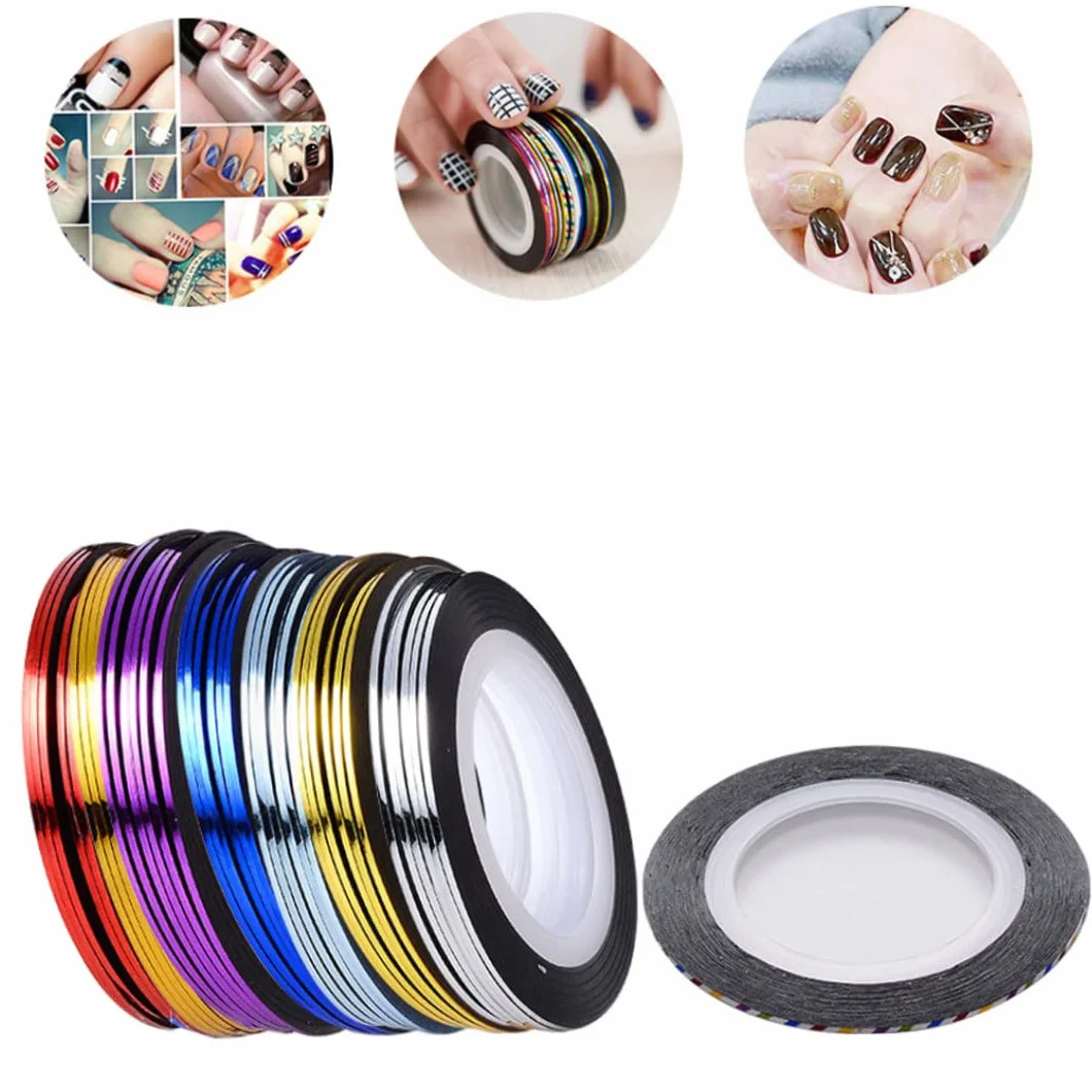 Ruban à rayures à ongles autocollant adhésif 20 m décoration nail art bricolage