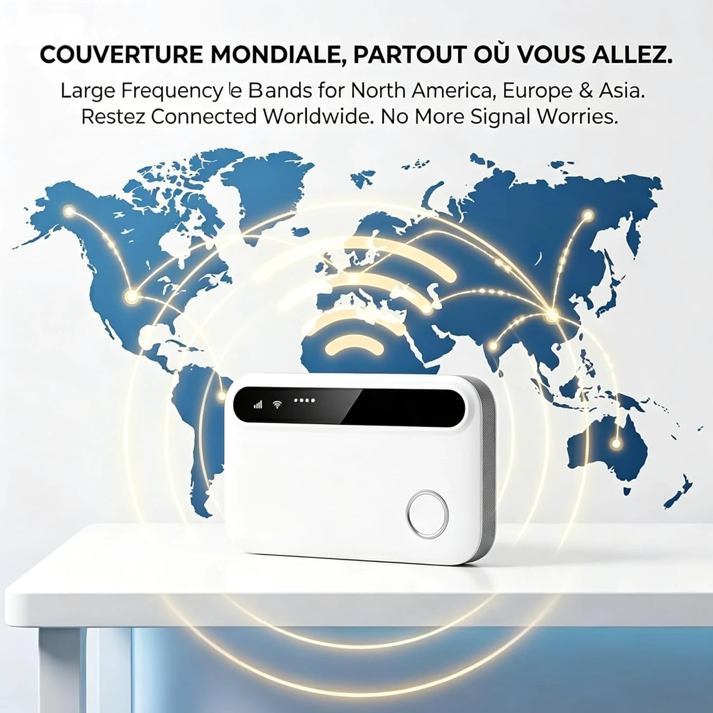 Routeur 5G Portable WiFi 6 Déverrouillé, Modem Mobile 5G/4G+ avec Emplacement SIM, Jusqu'à 25 Appareils Connectés, Internet Haut Débit Idéal pour Voyage, Camping et Télétravail