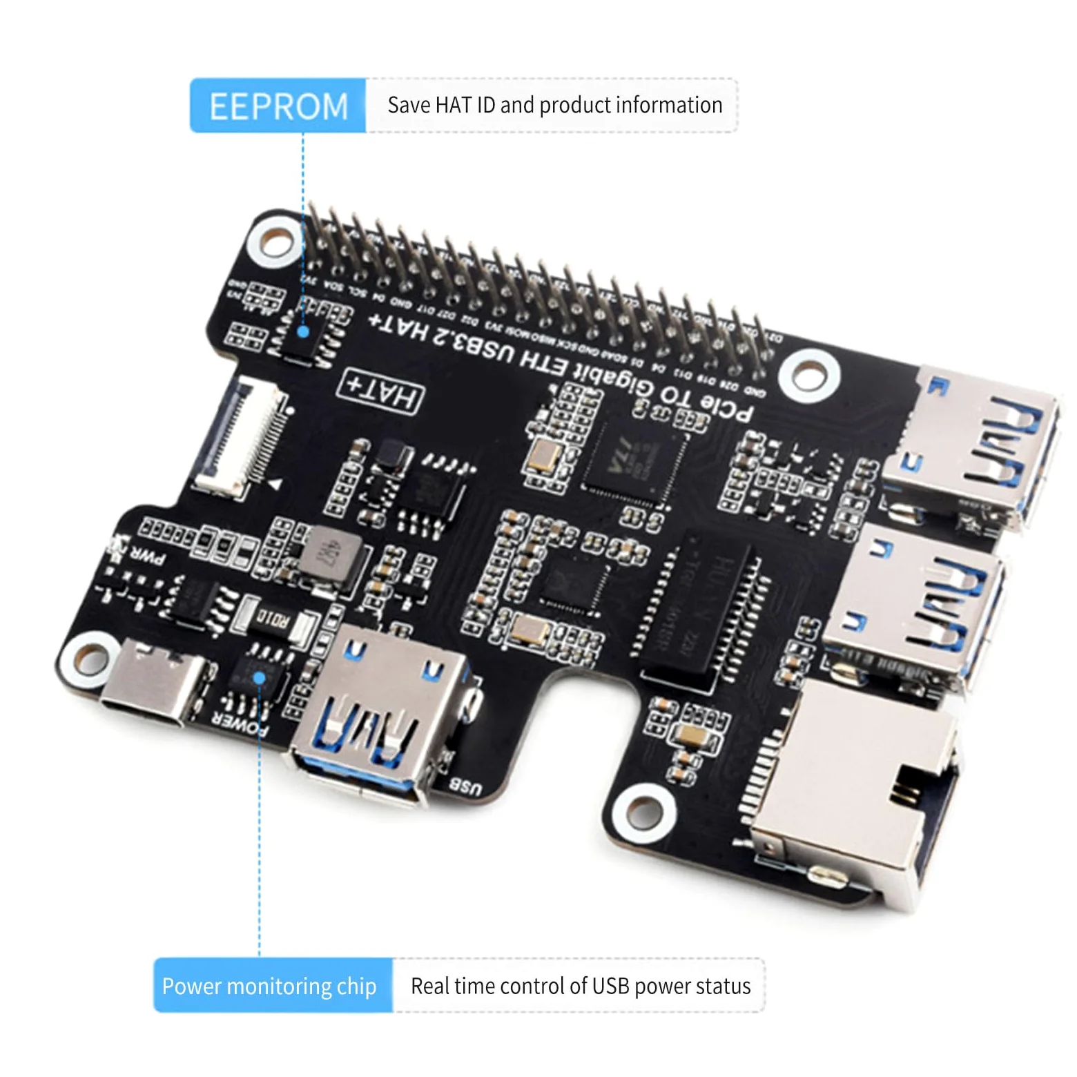Carte d ' Extension PCIe USB 3.2 Gen1 Rapide avec Adaptateur Ethernet Gigabit intégré Puce RTL8153B pour des Vitesses de données supérieures Adaptateur PCIE sur Panneau