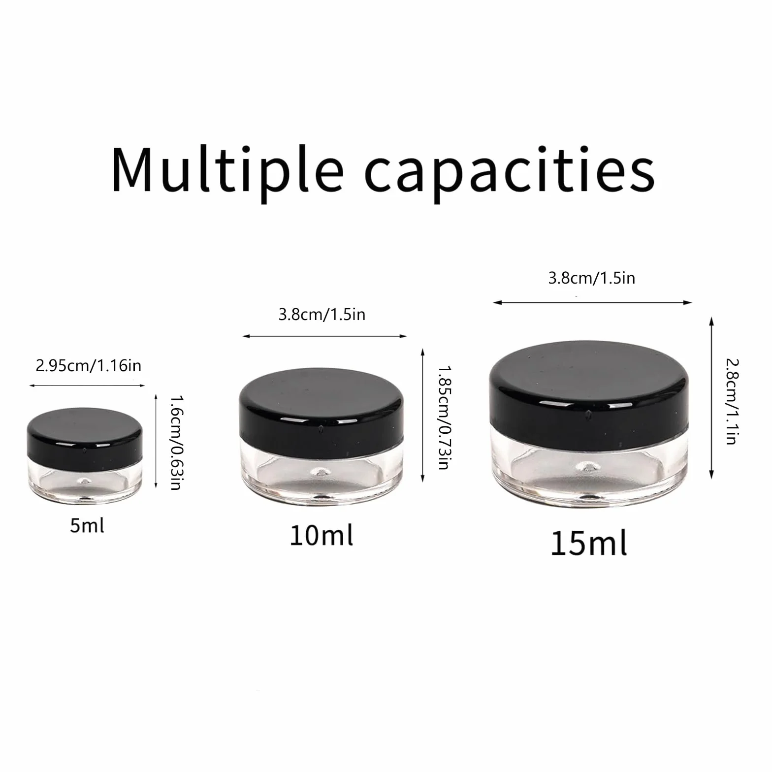 70 Pièces pot cosmétique vide 5ml Noir petit récipient cosmétique