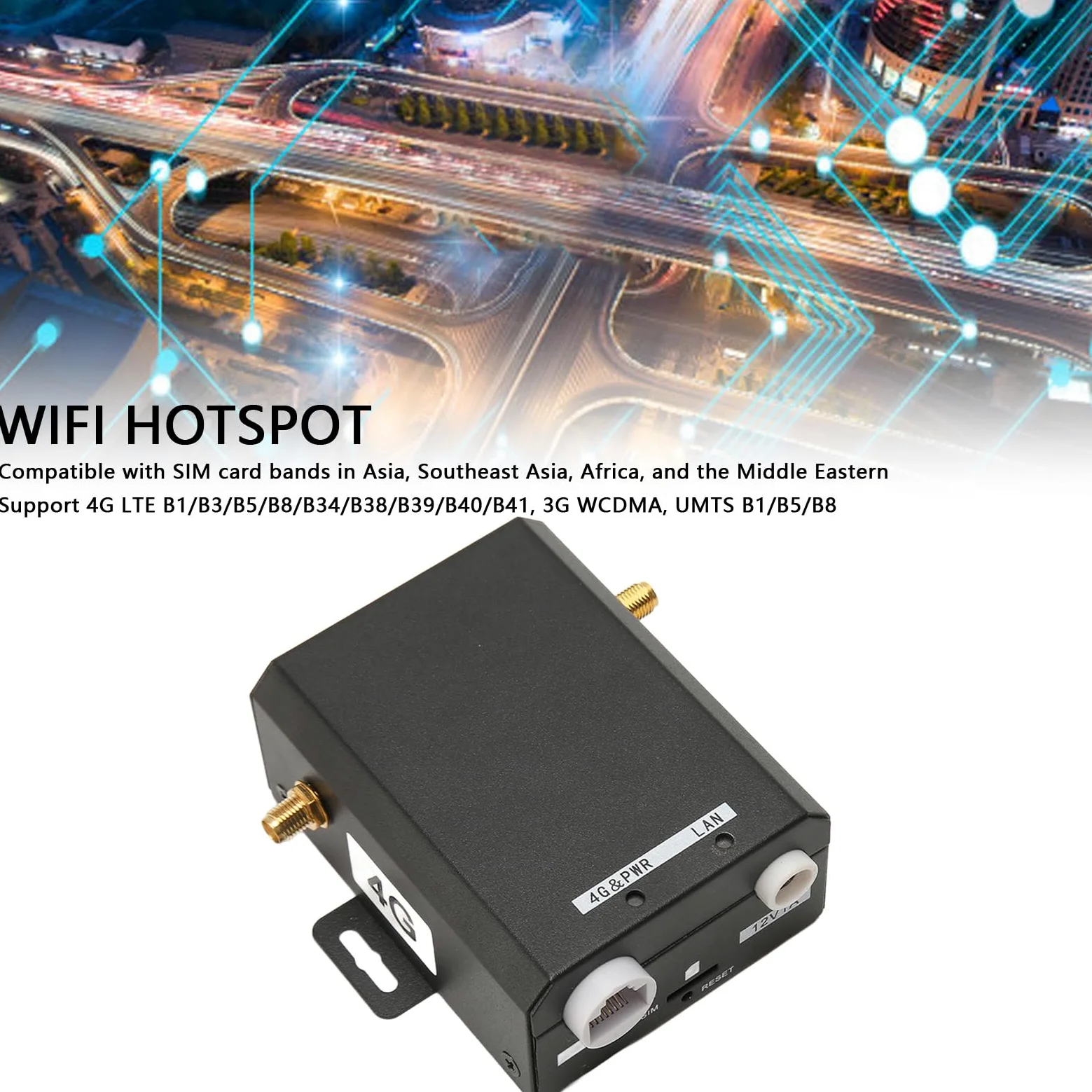 Routeur WiFi 4G Routeur WiFi Industriel Plug and Play 100-240V Prend en Charge 16 Utilisateurs 2 Antennes Externes pour l'usine (Prise UE)