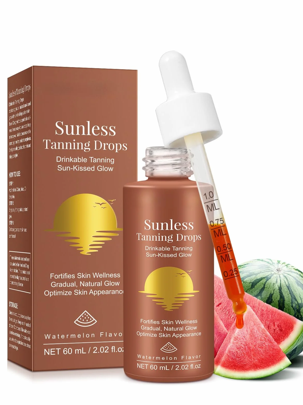 Gouttes de bronzage sans soleil à boire, hydratante pour visage et corps, lueur ensoleillée
