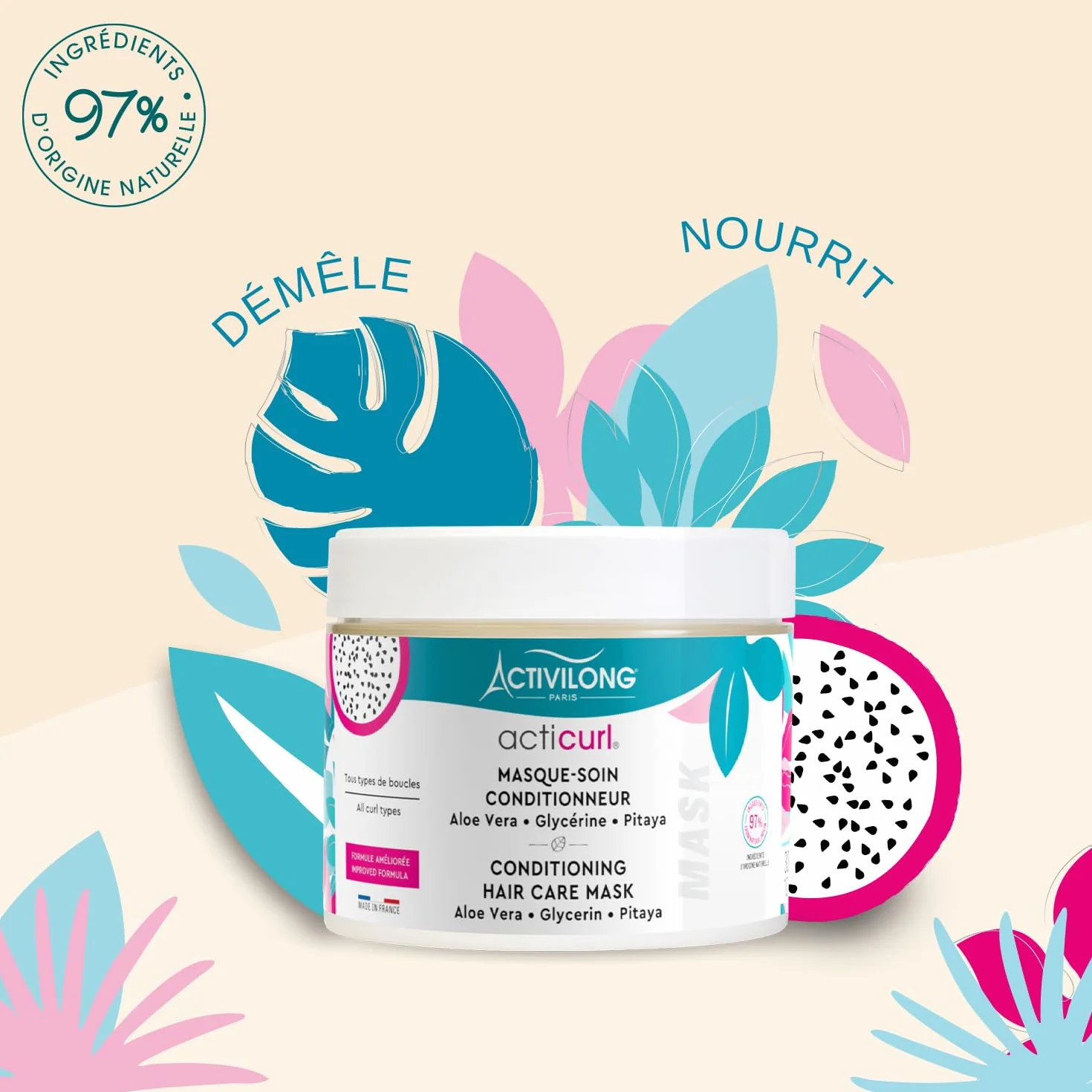 ACTIVILONG Masque-Soin Conditionneur Acticurl 300ml 97% Ingrédients Naturels Made In France
