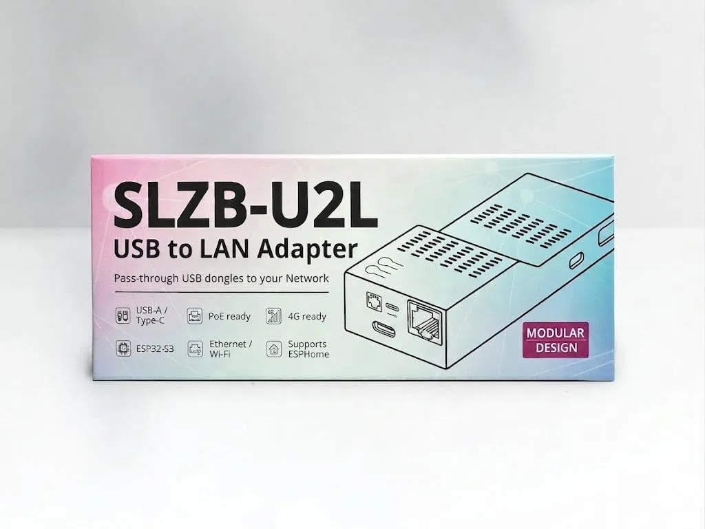 SLZB-U2L Passerelle USB vers réseau pour Home Assistant, Zigbee2MQTT & Z-Wave JS, adaptateur Ethernet Wi-Fi pour clés USB Zigbee, Thread, Z-Wave, LoRa et 433 MHz
