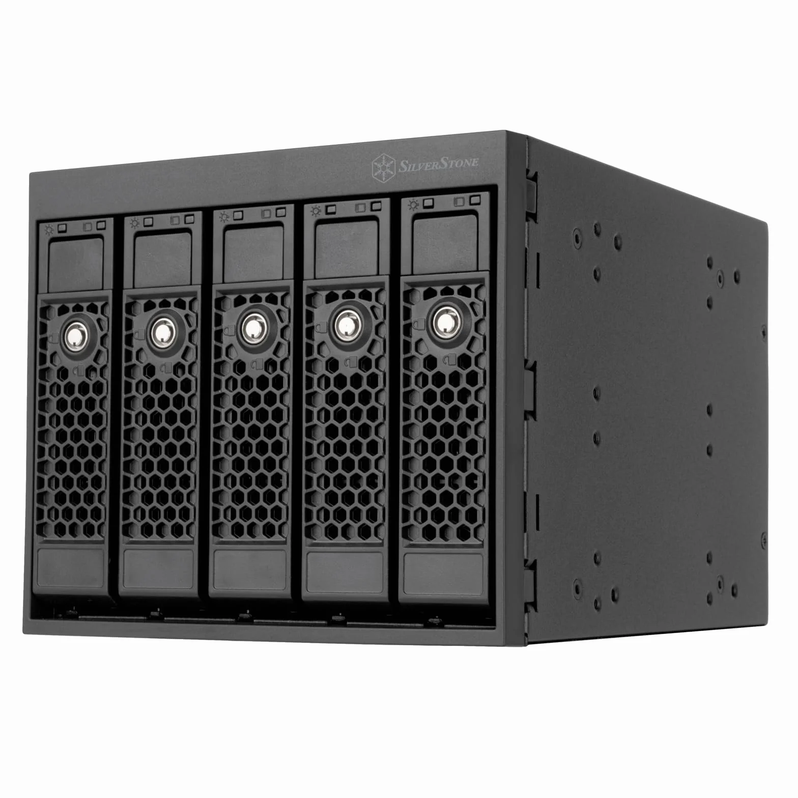 Silverstone SST-FS305B-E -Cage d’Adaptateur Hot-Swap SAS-12G / SATA 6Gbit/s de Trois Baies de 5,25" à Cinq Baies de 3,5", SST-FS305B-E (Noir+Noir)