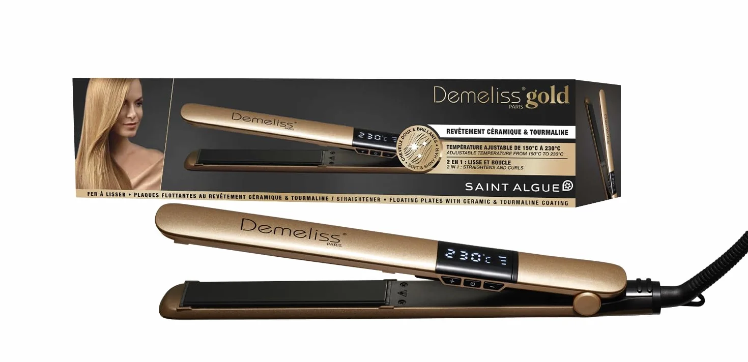 SAINT ALGUE Lisseur GOLD - Lisseur Cheveux Plaques Céramique Tourmaline 150°C-230°C