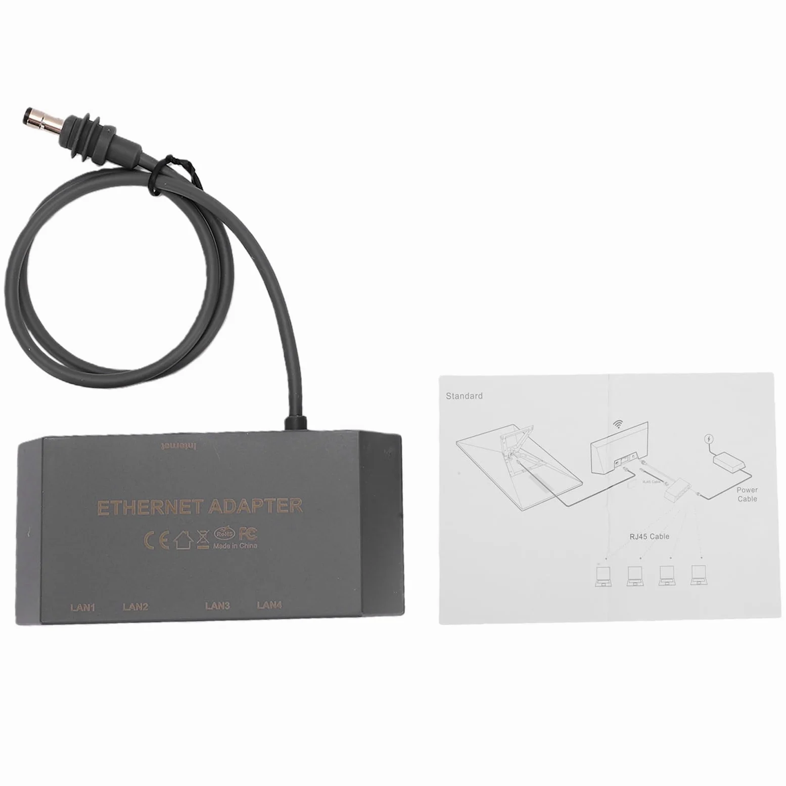 Ejoyous Adaptateur Ethernet Gigabit, Convertisseur Réseau LAN 4 Ports avec Boîtier ABS et Câble de 0,5 M, Internet Filaire Stable Plug and Play pour Routeur RV Mini Gen 3 Home Office