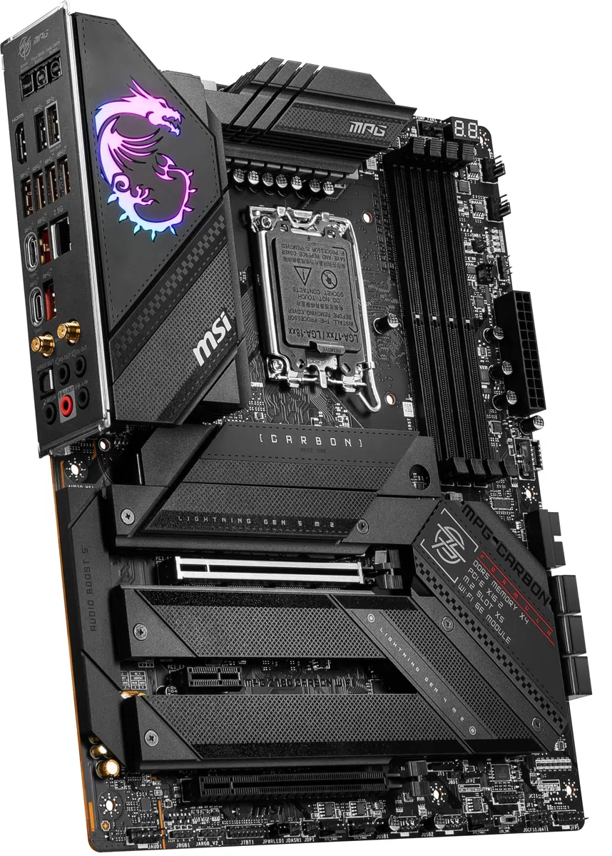 MSI MPG Z790 Carbone Carte mère de Jeu WiFi (Prend en Charge Les processeurs Intel 12e/13e génération, LGA 1700, DDR5, PCIe 5.0, M.2, LAN 2,5 Gbit/s, USB 3.2 Gen2, Wi-FI 6E, ATX)