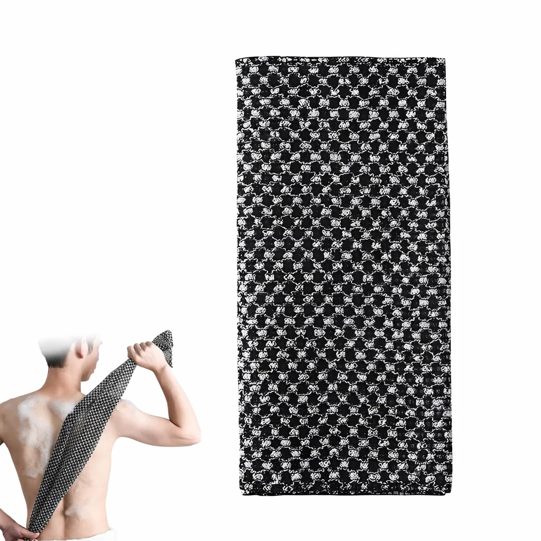 Serviette exfoliante douche Brosse pour le dos Lavage Dos Noir