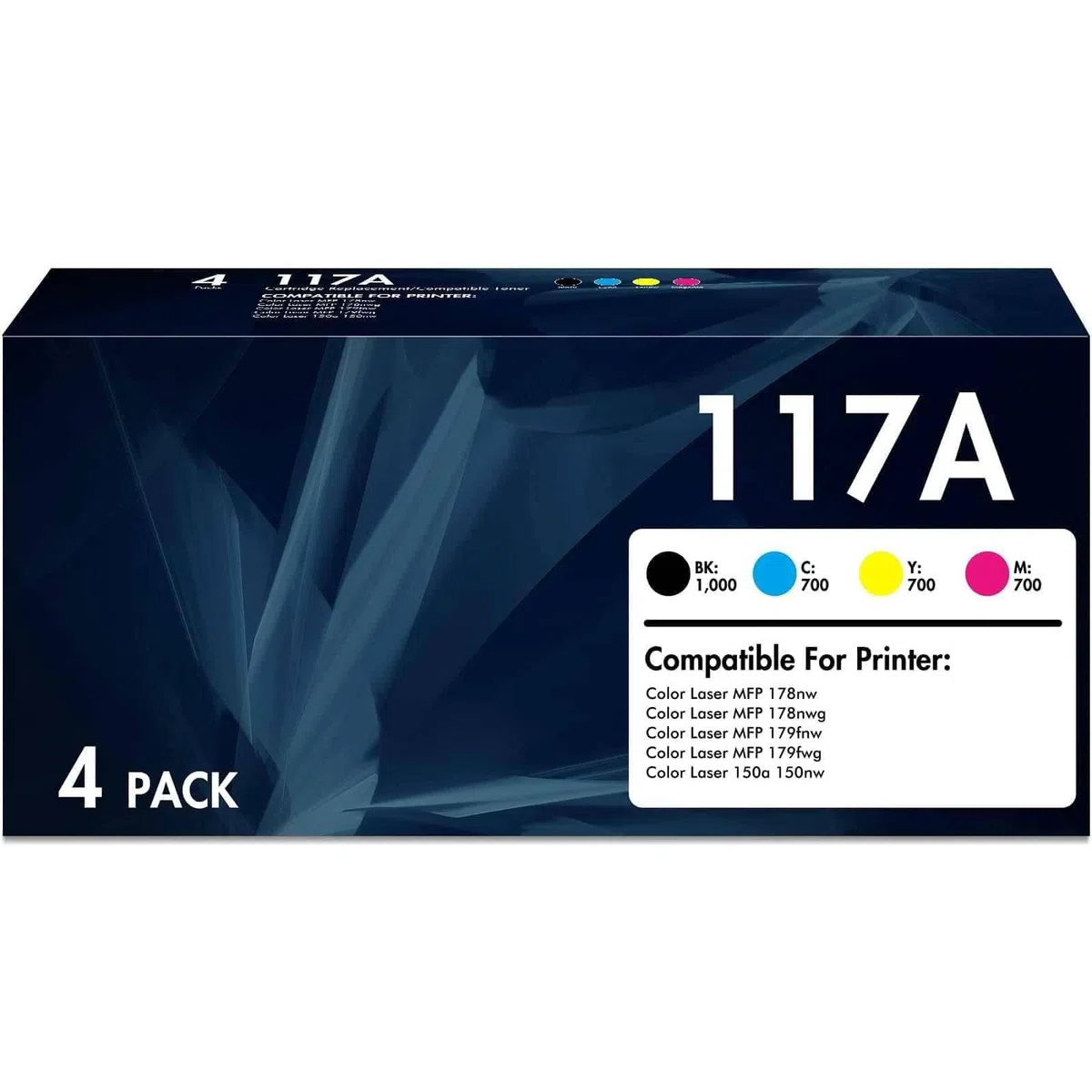 117A Pack de 4 Cartouches MFP 178NW Compatible pour HP 117A Toner