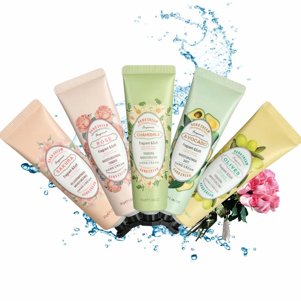 LOPHE Mini Crèmes pour les Mains 5 Pcs Ensemble Crème Hydratante Réparatrice Mains et Pieds Secs