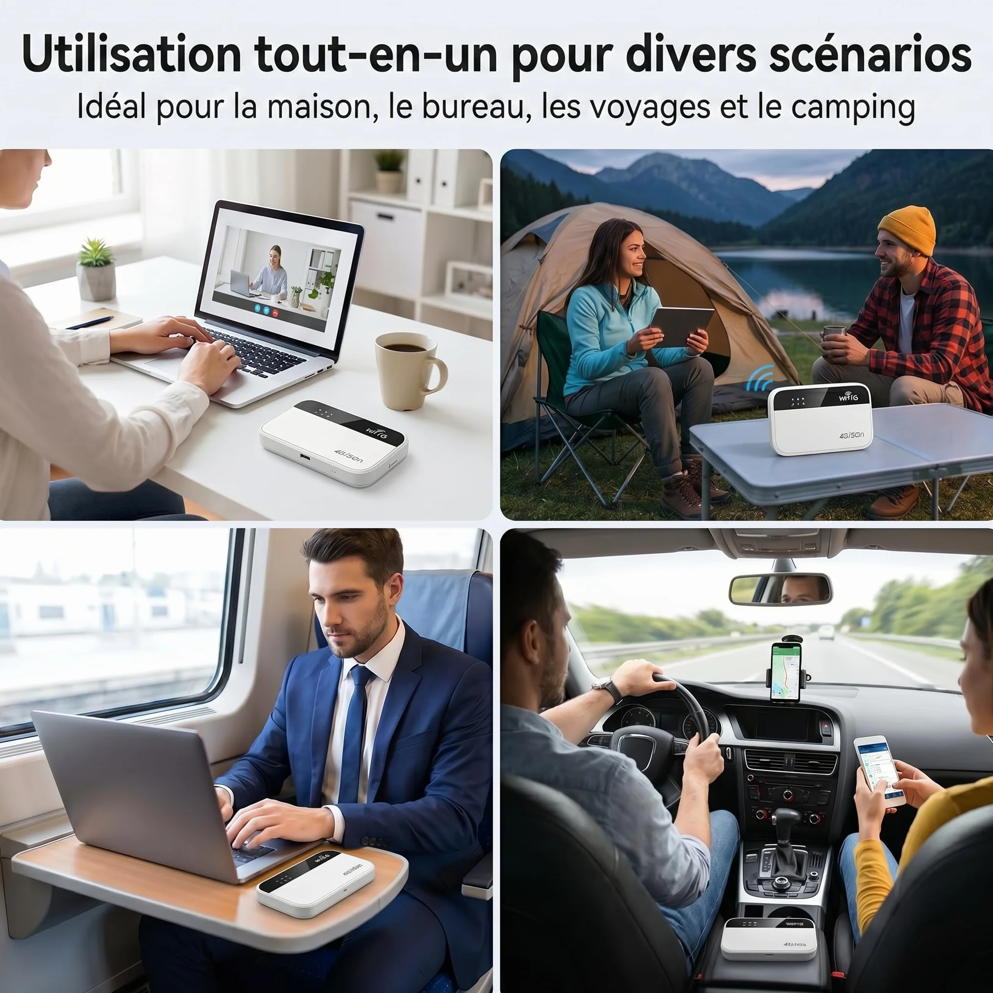 Routeur WiFi 5G Portable, Hotspot WiFi Nomade Voyage, Pocket WiFi, Slot SIM | 3000mAh, 14H Autonomie, 300Mbps, 28 Appareils, WiFi 6, Sans Abonnement, Plug & Play, Voyage, Camping, Télétravail, Plein Air