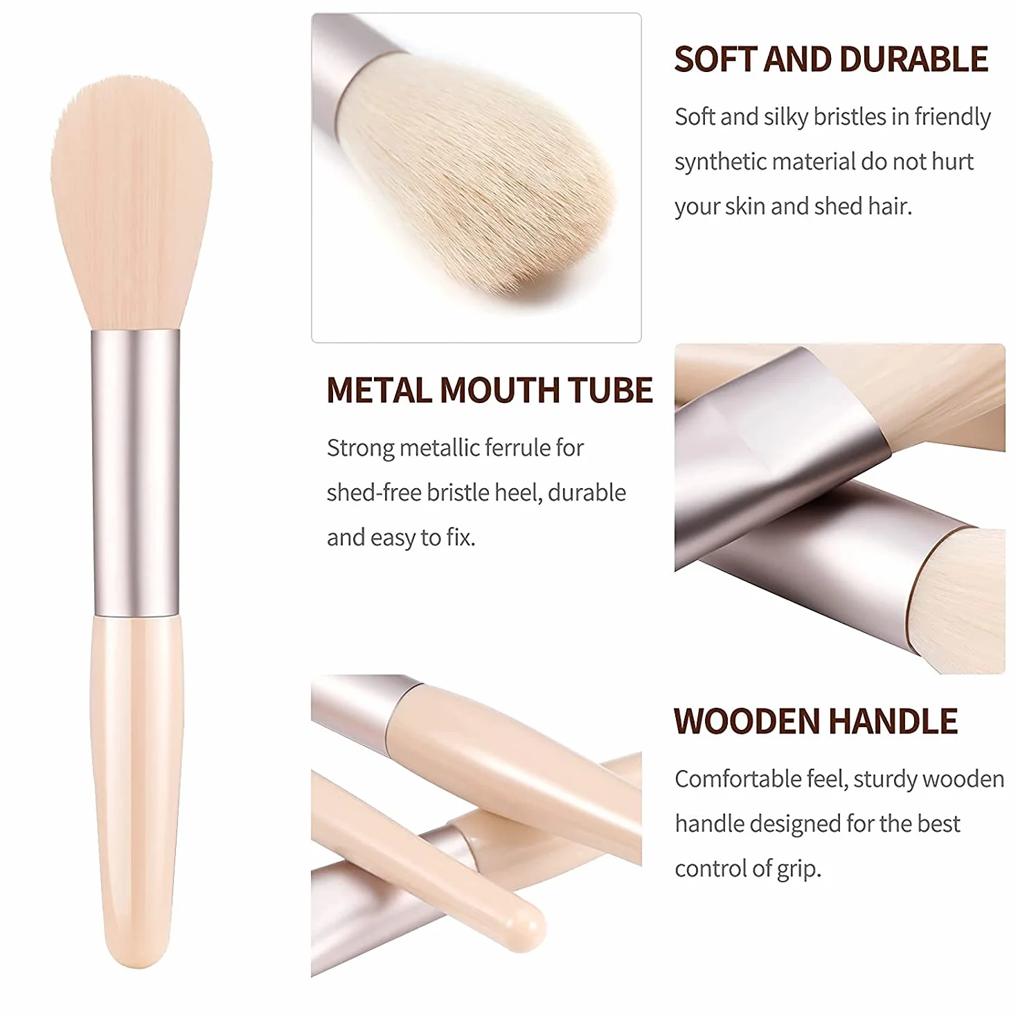 Pinceaux de Maquillage Yeux Set 8 Pièces Professionnel Abricot