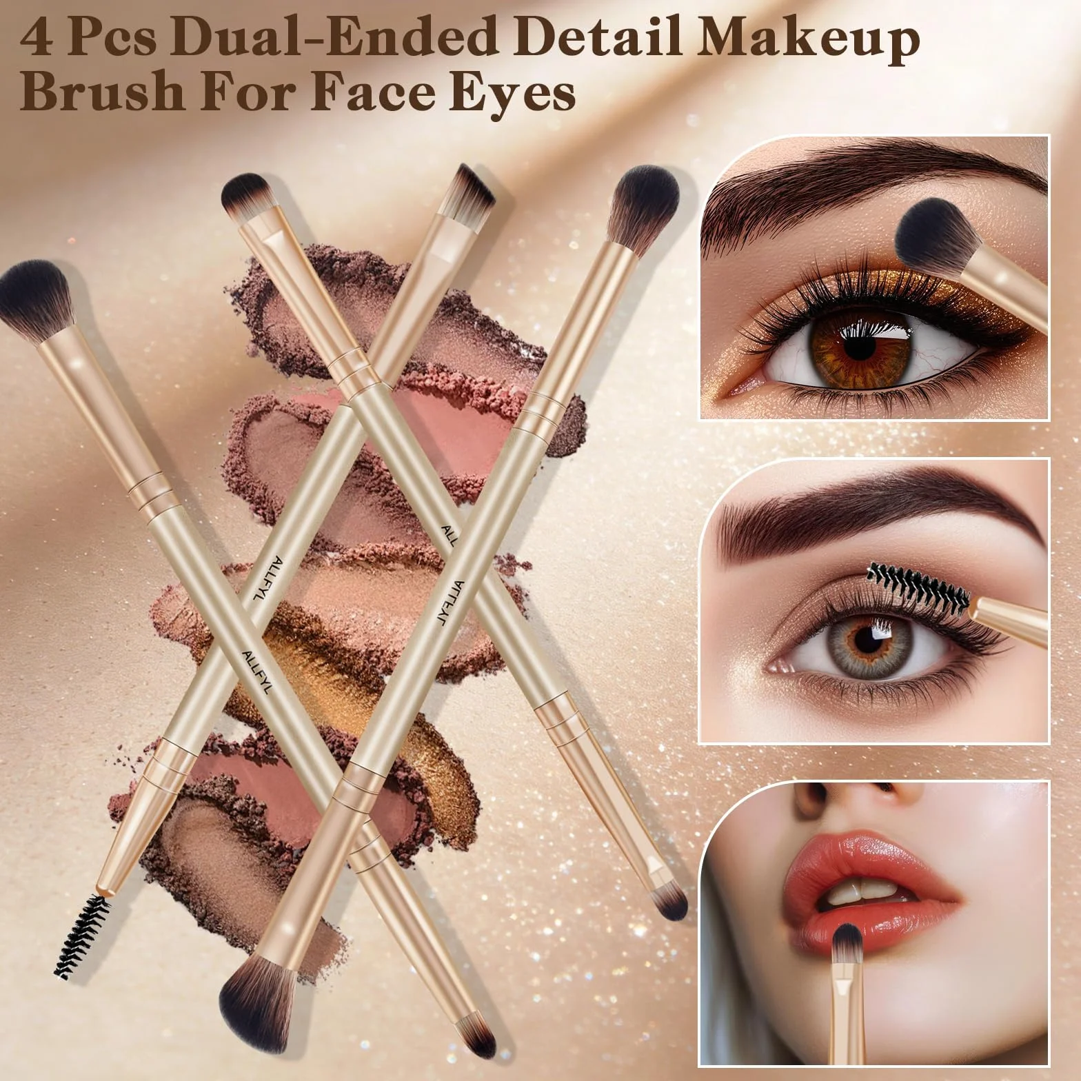Lot de 6 pinceaux de maquillage professionnels double extrémité avec boîte cadeau