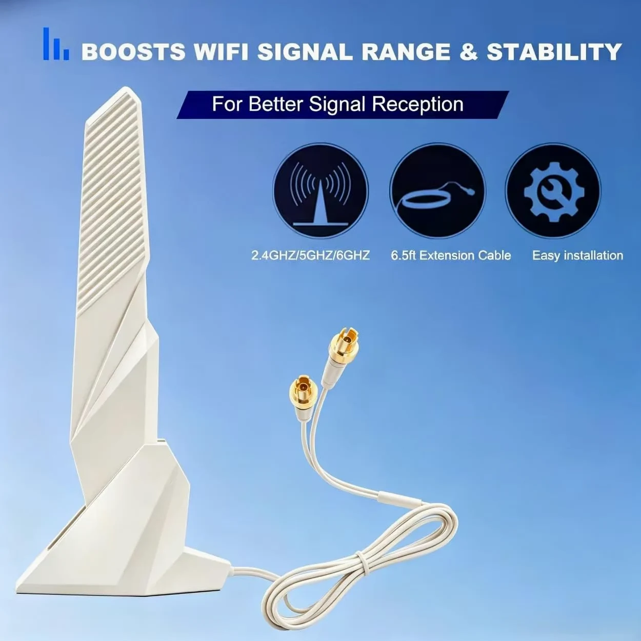 Antenne de remplacement pour carte mère WiFi 7 EZ-Plug (Blanc) | Support magnétique, connecteur EZ-Plug compatible WiFi 7, antenne de rechange, pour carte mère de jeu