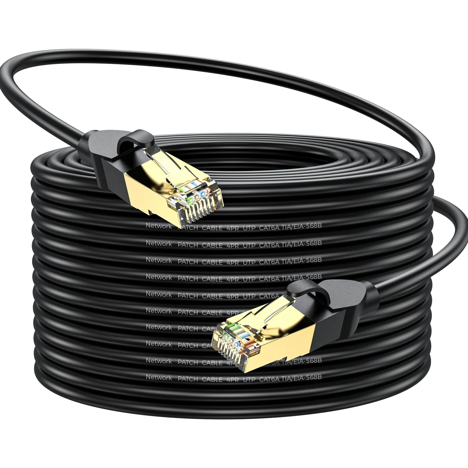 Câble Ethernet 70 m, haut débit 1000 Mbit/s, 250 MHz/s, câble LAN RJ45 noir, câble réseau adapté pour routeurs, ordinateurs, modem, commutateurs, jeux, panneaux de brassage