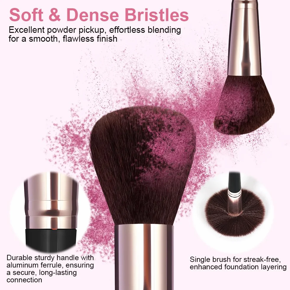 Set Pinceaux Maquillage 51 Pièces, Professionnel avec Éponges, Houppettes, Trousse Rangement, Brosse Fond Teint Poudre Blush Yeux Noir