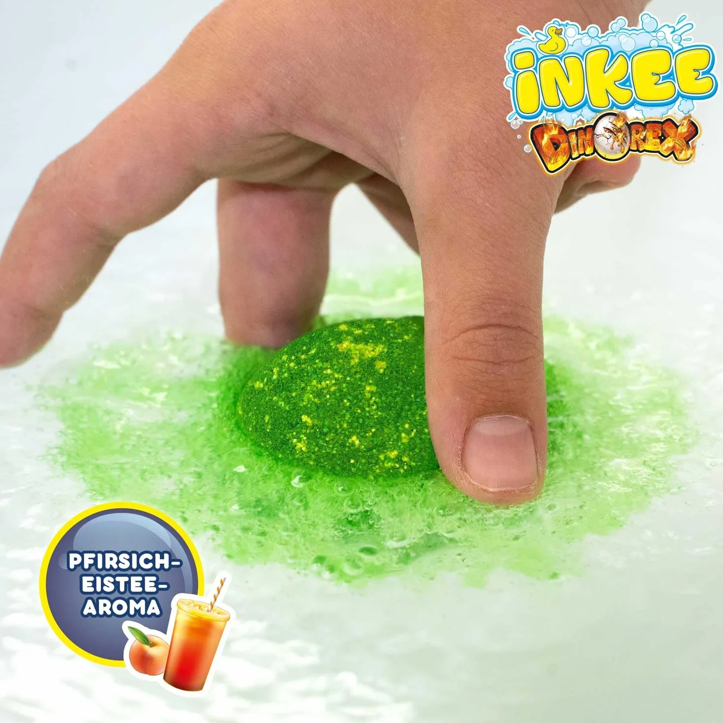 INKEE DINOREX Bombe de Bain Surprise DINO Boule de Bain Enfant Jouet Dinosaure Parfum Ice Tea Pêche