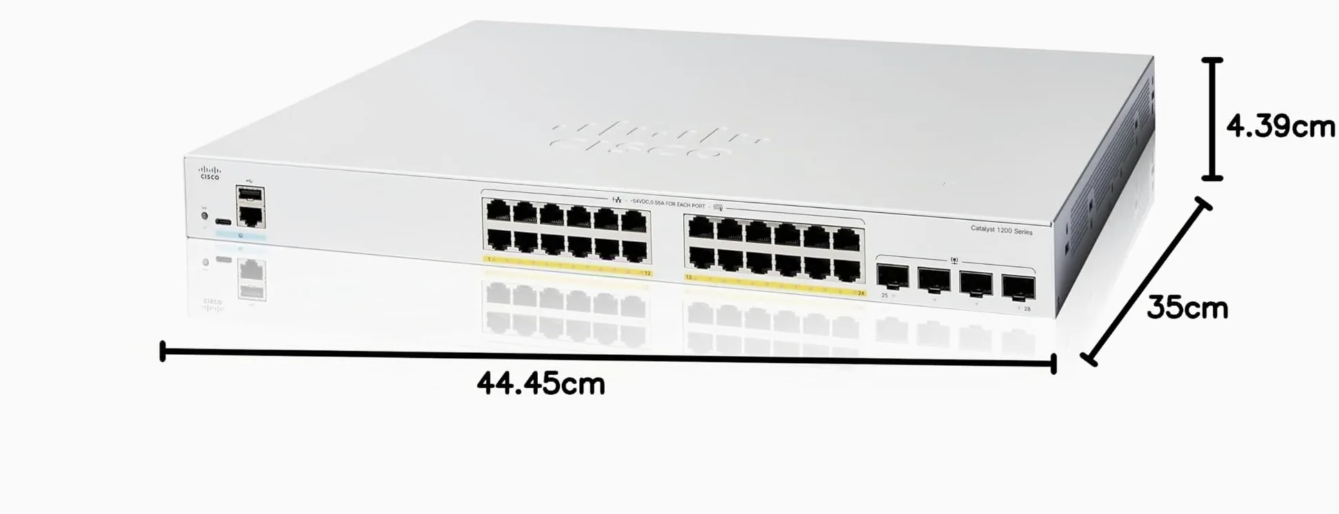 Cisco Commutateur Intelligent Cisco Catalyst 1200-24FP-4G, 24 Ports GE, PoE complète, Ports SFP 4x1GE, Garantie limitée à Vie (C1200-24FP-4G)